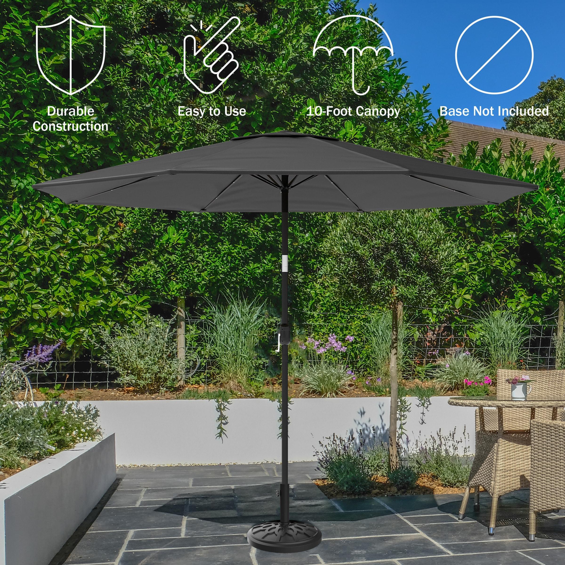 Pure Garden 10' Octagon Outdoor Patio Market Umbrella: Solar LED, Water-Resistant, Steel Frame