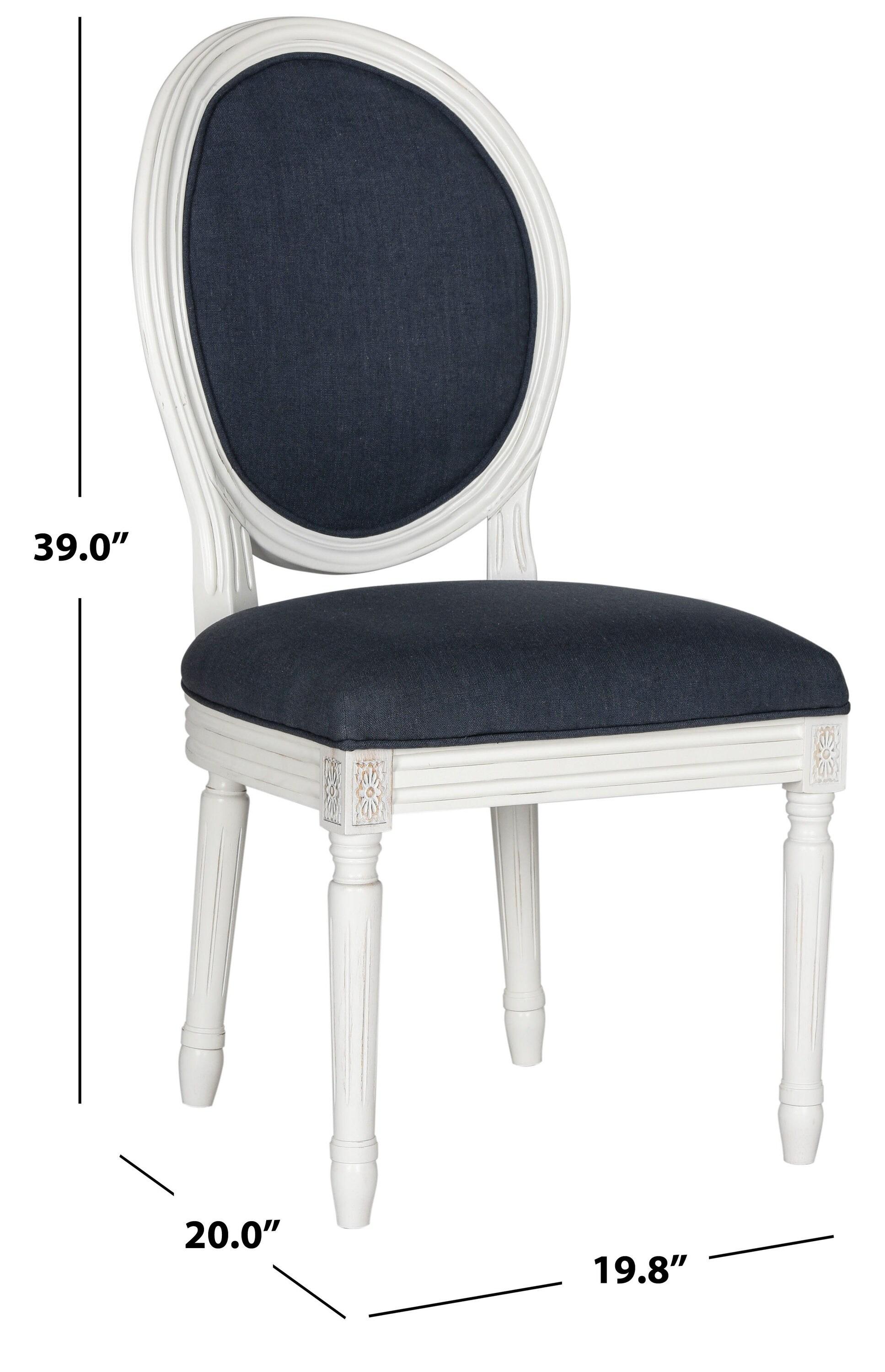 Holloway 19''H French Brasserie Oval Side Chair (Set of 2) - Navy/Cream - Safavieh