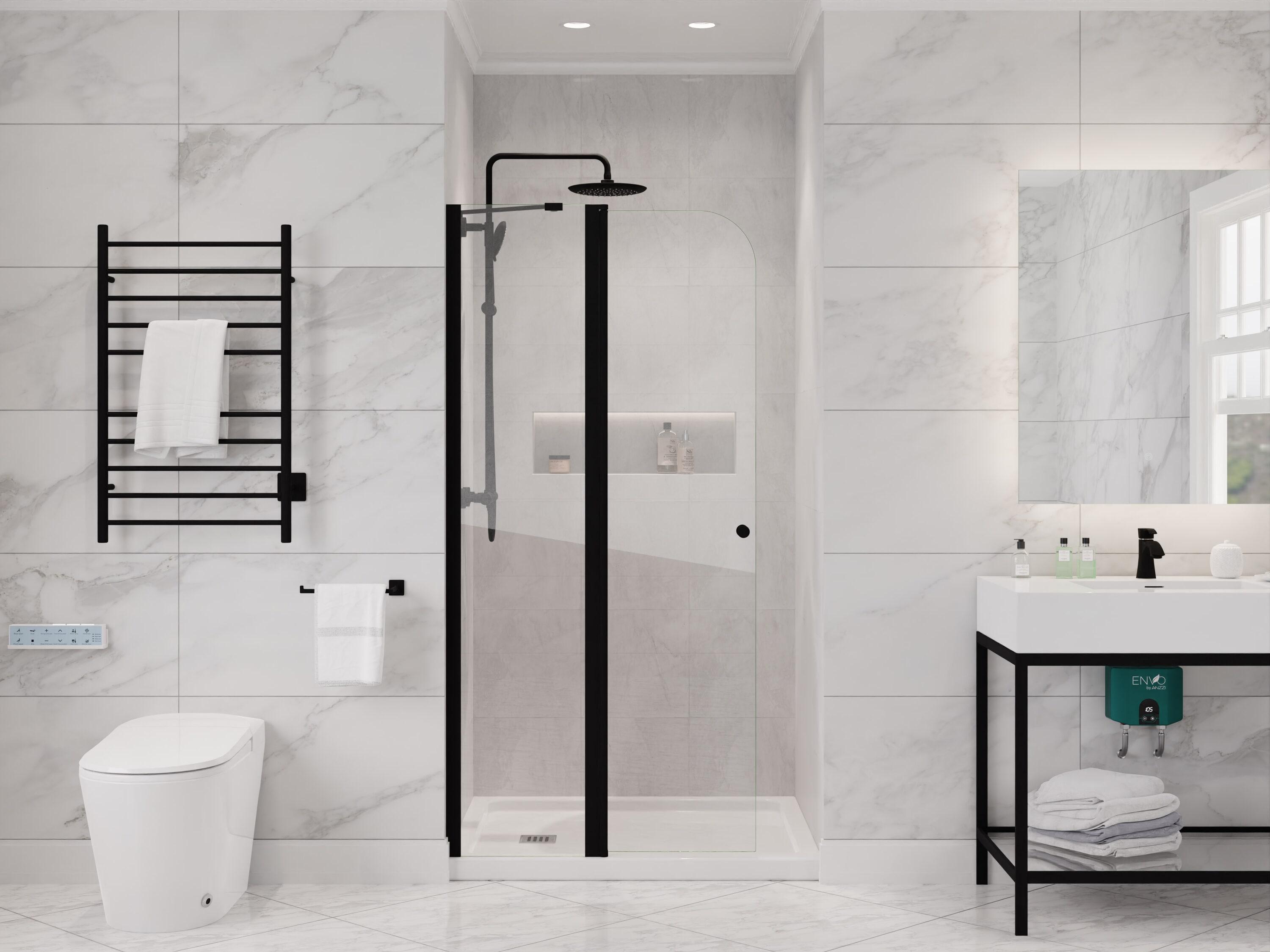 Anzzi 33.3” W x 72” H Frameless Shower Door