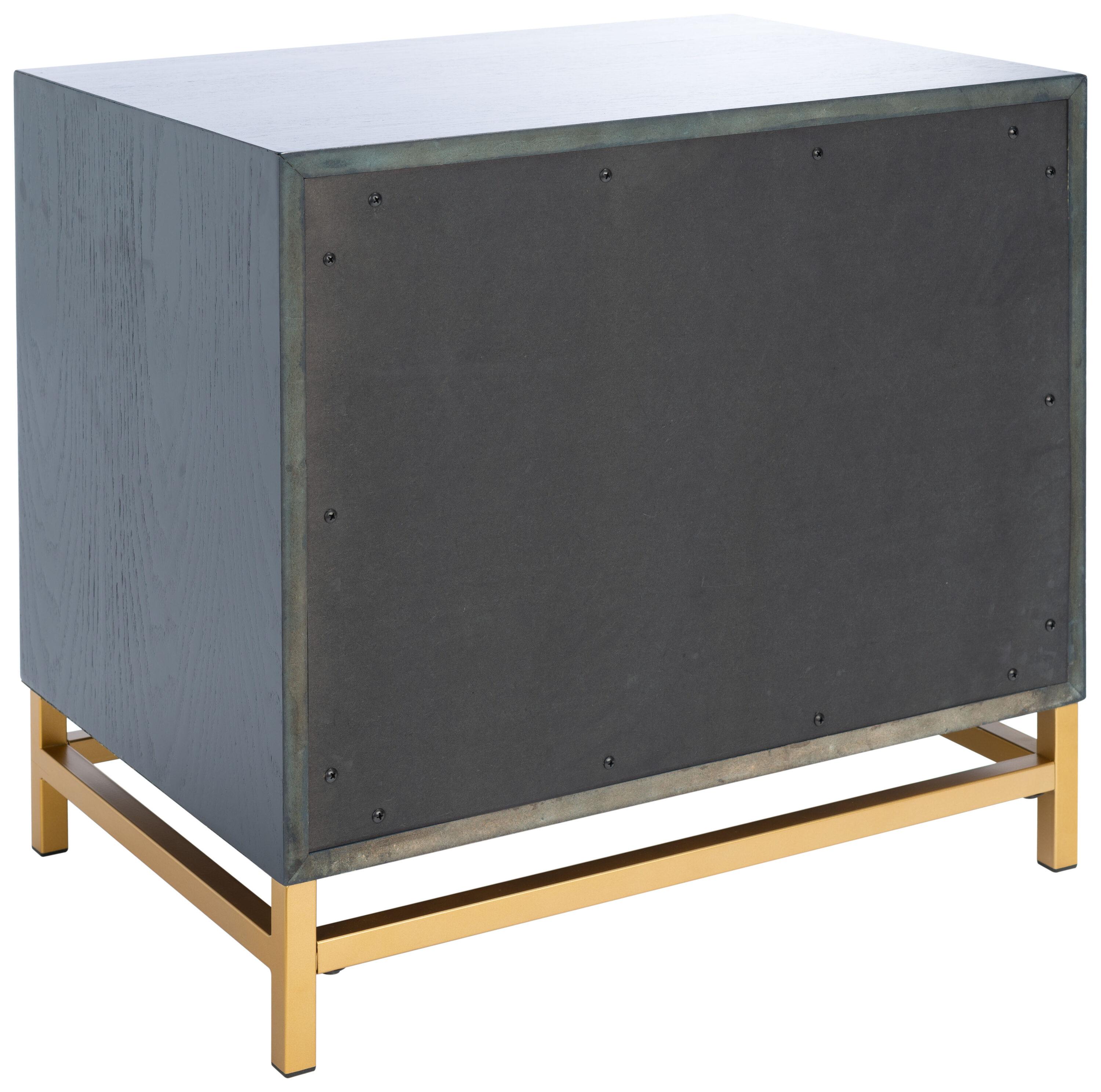 Fenno 2 Drawer Nightstand - Teal/Brass - Safavieh.