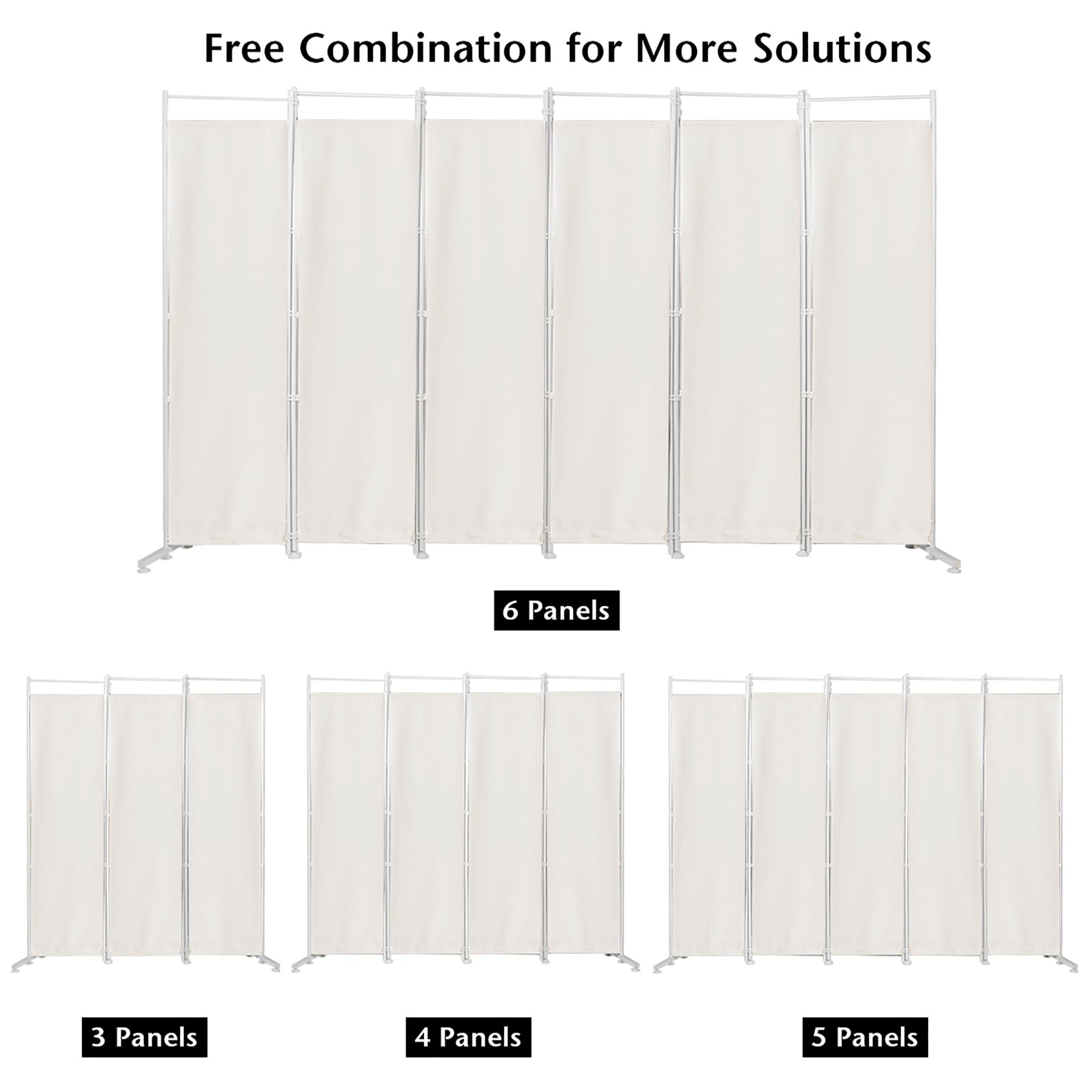 Costway 6-Panel Room Divider Folding Privacy Screen w/Steel Frame Decoration White