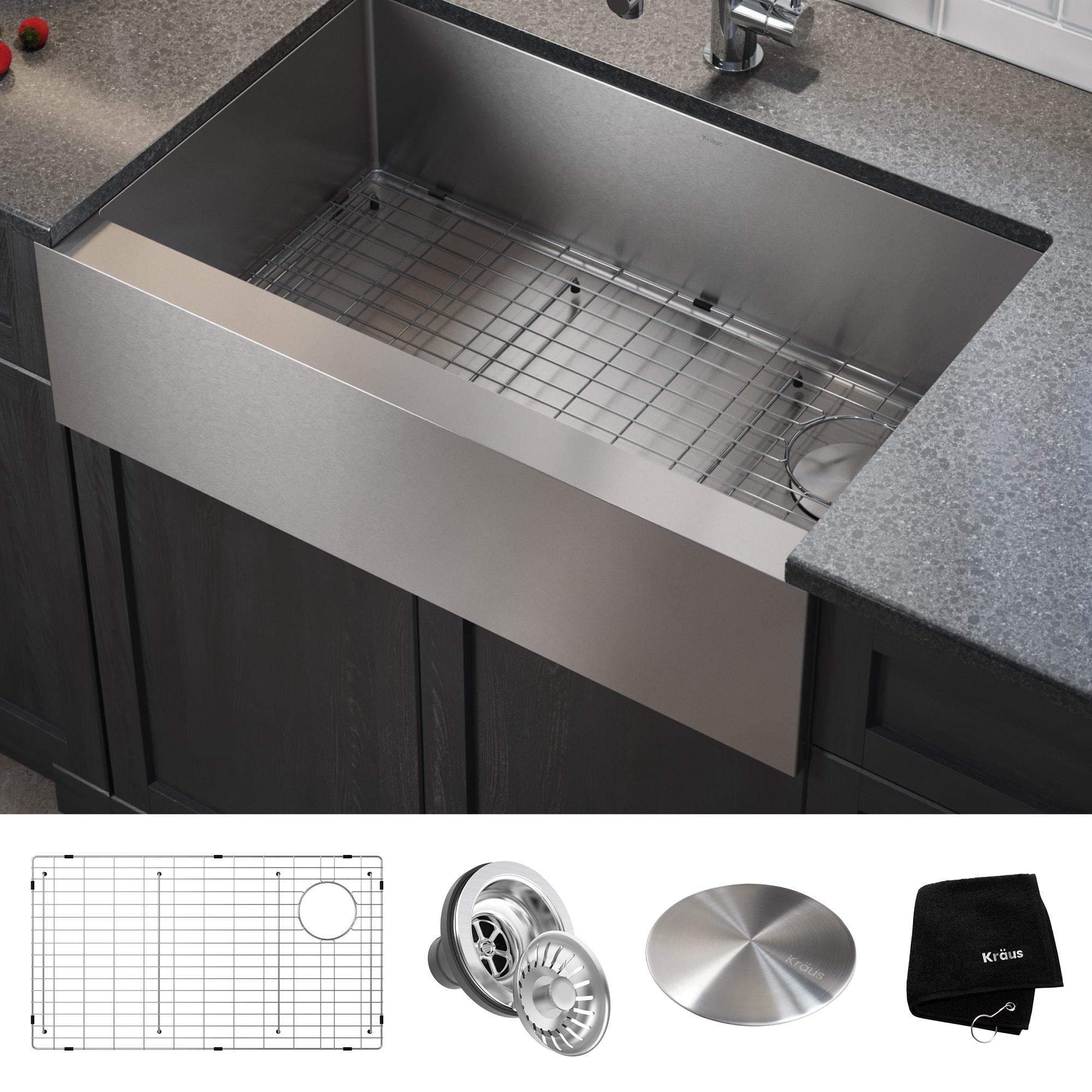 KRAUS Standart Pro Apron Front Farmhouse 16 Gauge Single Bowl Stainless Steel Kitchen Sink