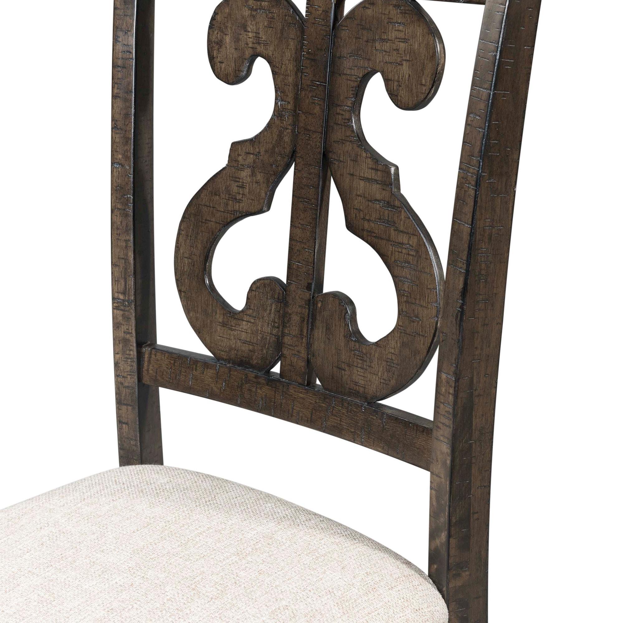Stanford Wooden Swirl Back Chair Brown - Picket House Furnishings: Mid-Century Modern, Upholstered Seat