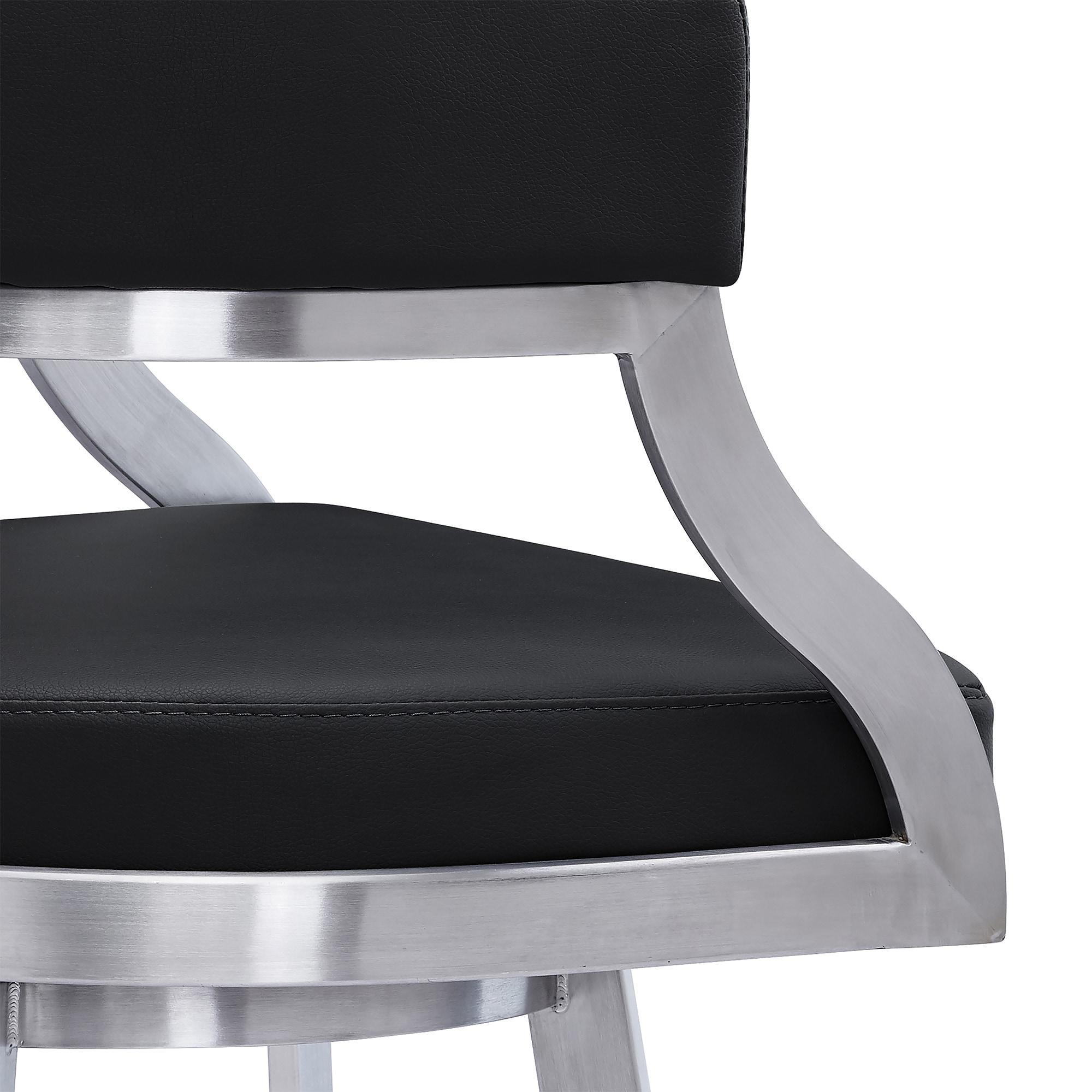 26" Saturn Faux Leather Counter Height Barstool: Swivel, Low Back, Armen Living