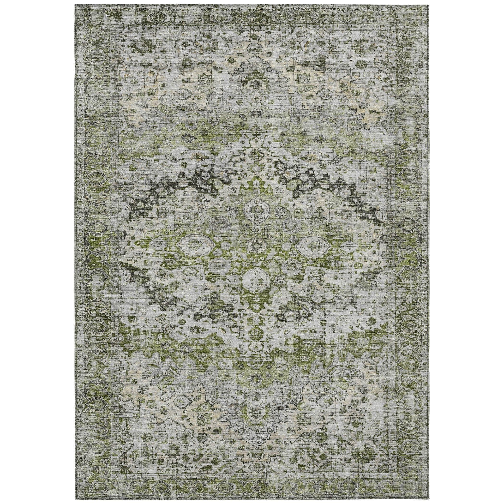 Machine Washable Indoor/Outdoor Chantille Aloe Rug
