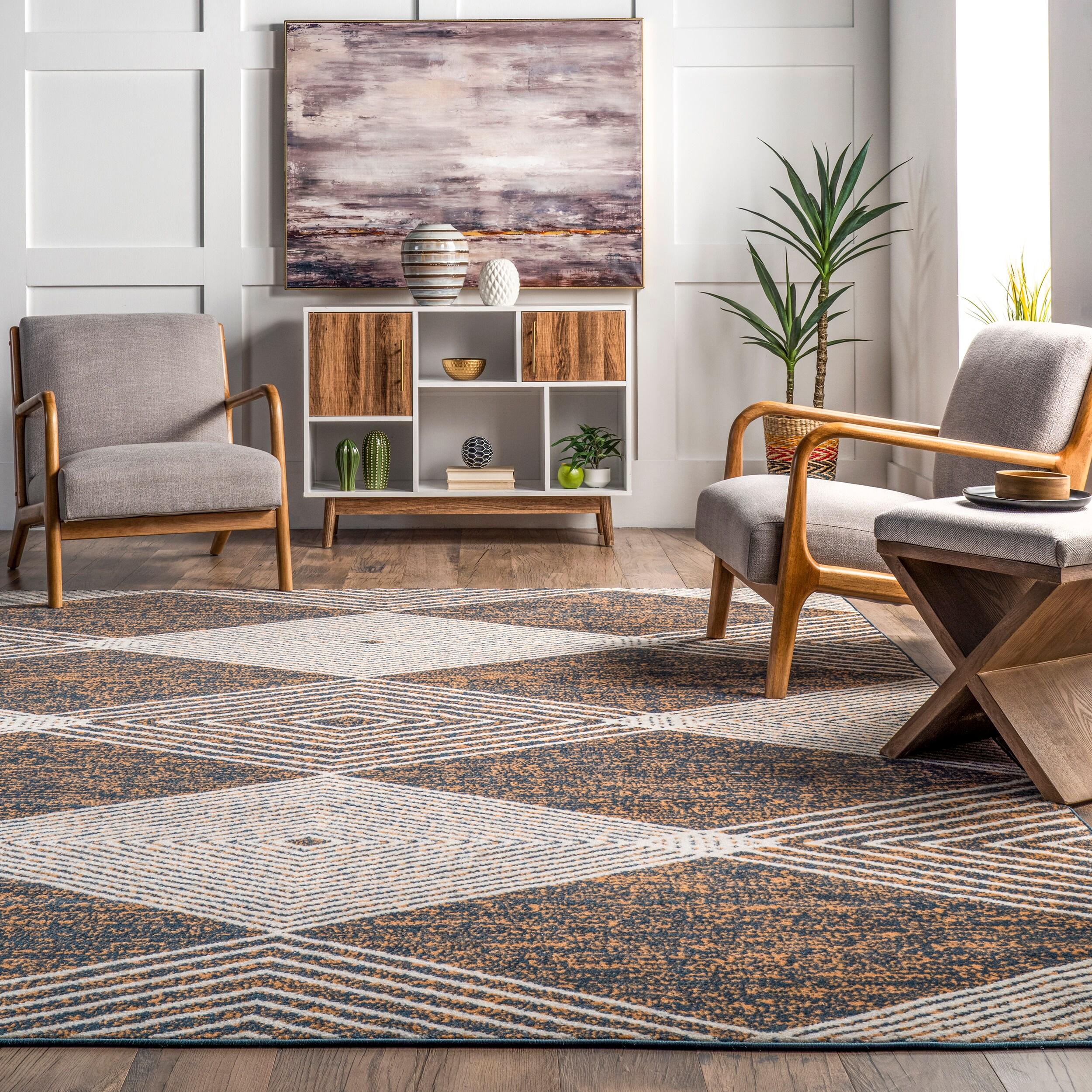 nuLOOM Leanna Modern Abstract Geometric Area Rug, 4' x 6', Beige