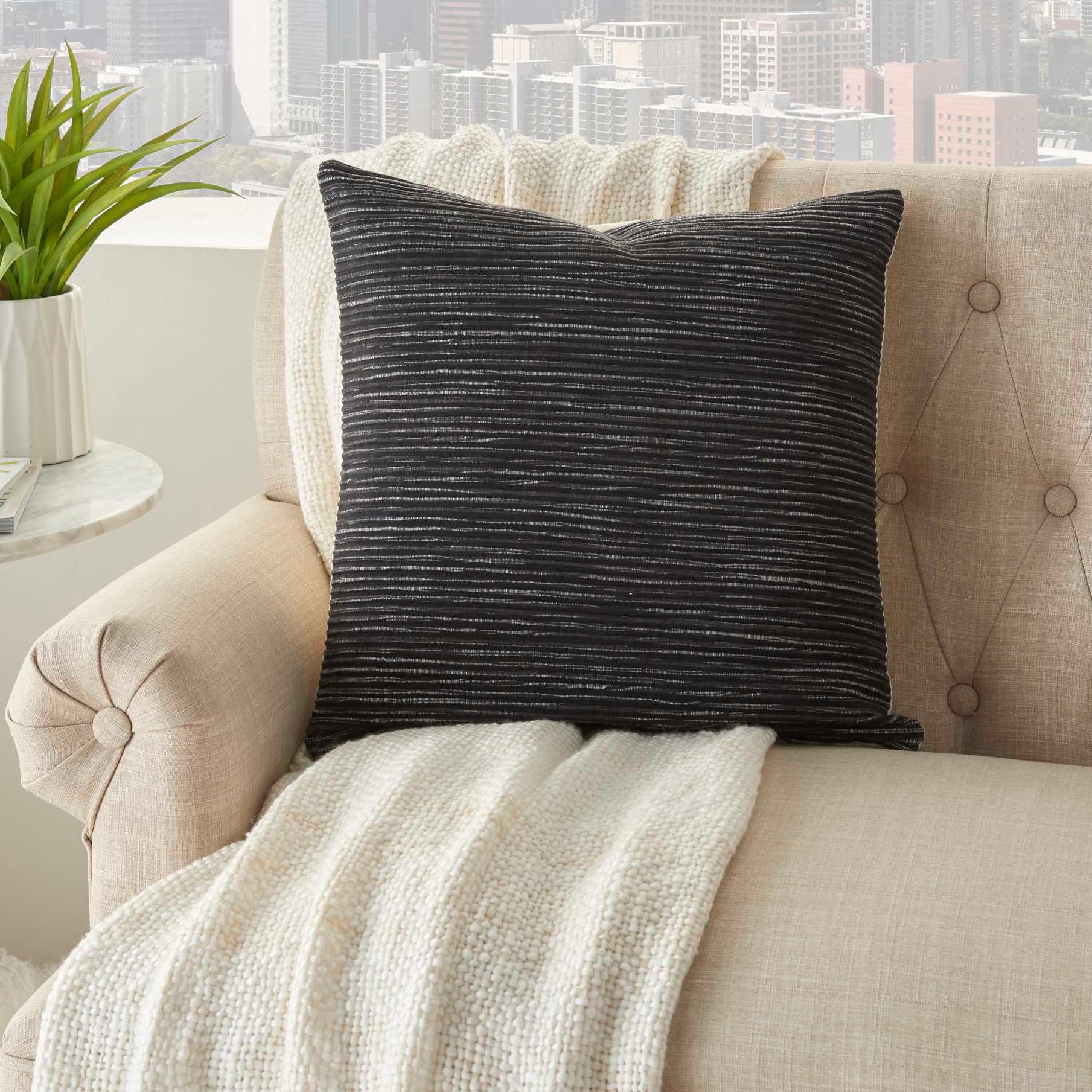 Nourison Life Styles Charcoal Decorative Throw Pillow , 18"X18"