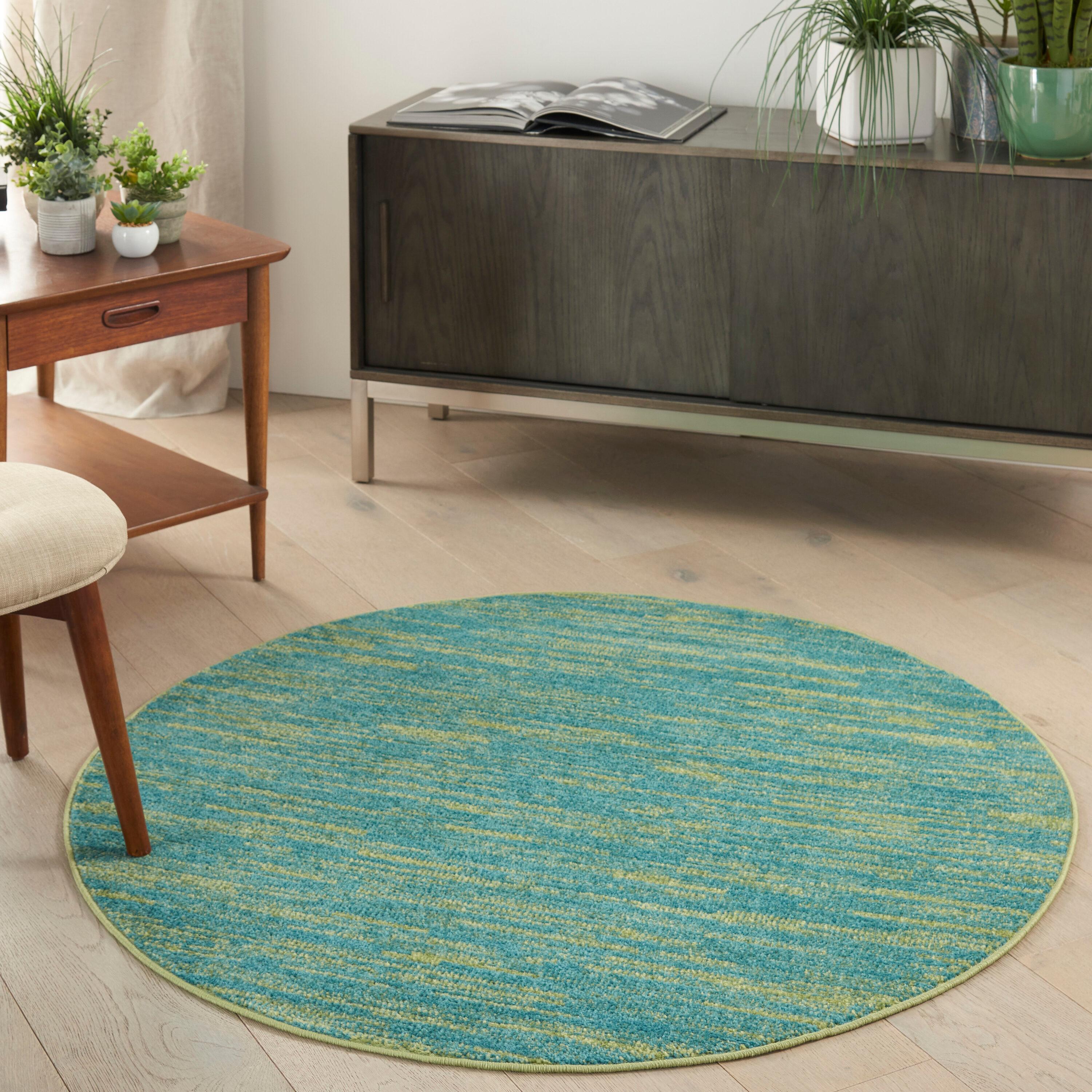 Nourison Nourison Essentials NRE01 Indoor/outdoor Area Rug - Blue Green 4' x round