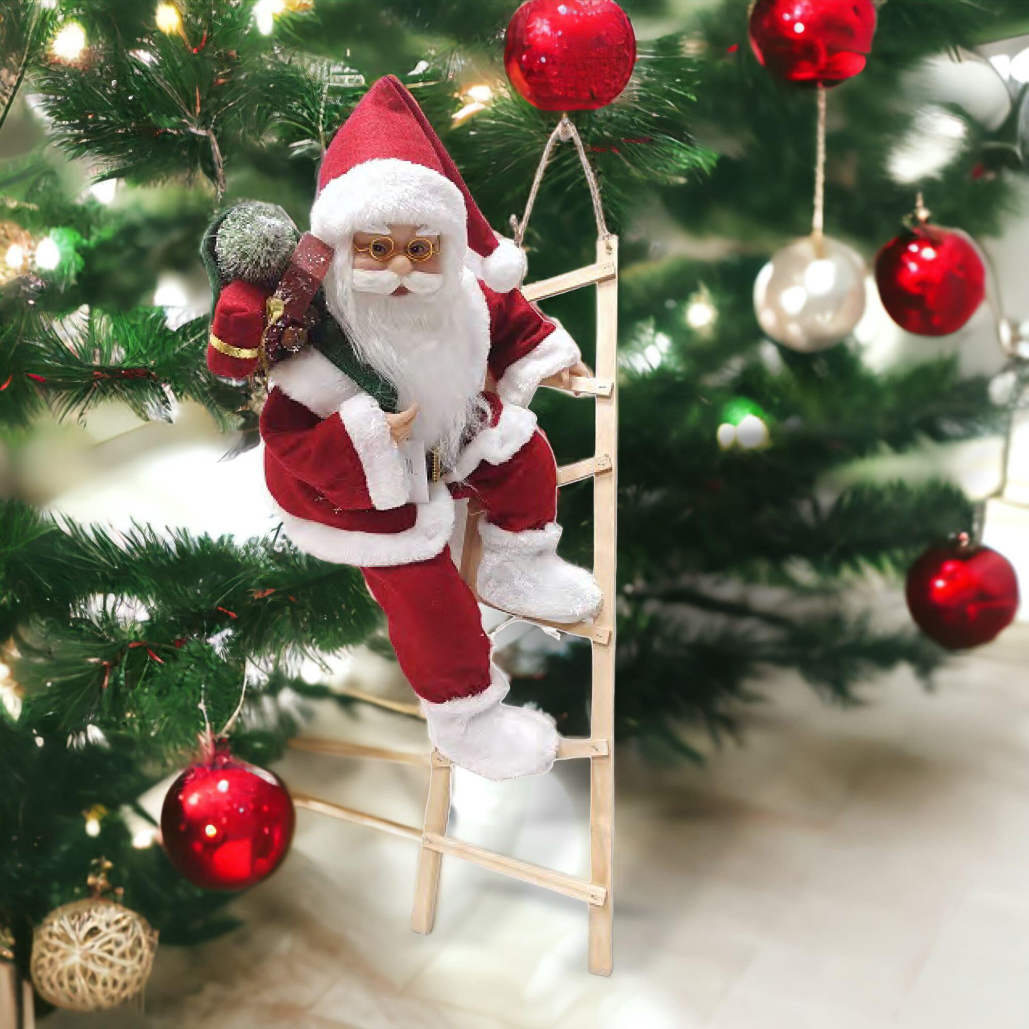 Eagle Gifts X40 ARE27057X 22 in. Santa on Ladder Holiday Decor with 22 Santa On Ladder Figurine - Red