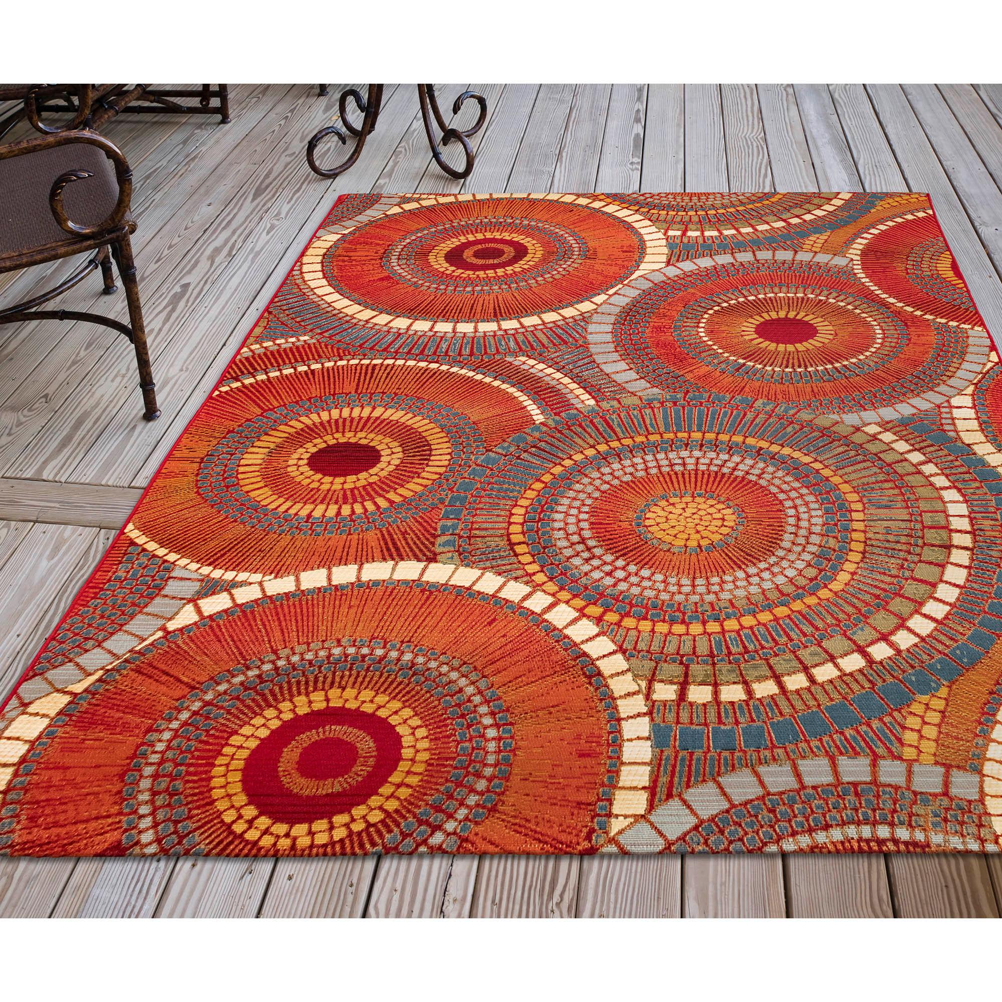 Liora Manne Marina Circles Indoor/Outdoor Rug Saffron 6'6" x 9'4"