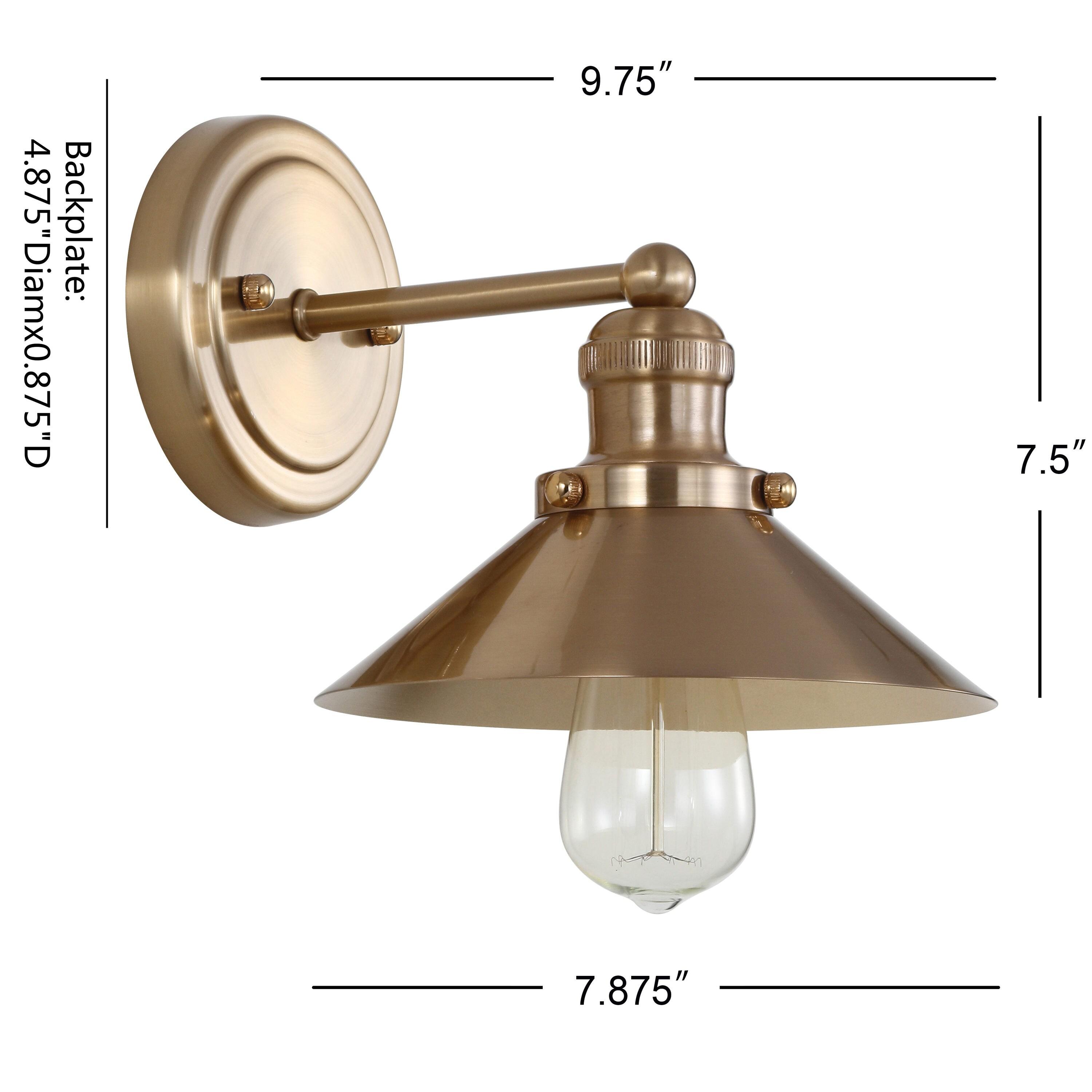 August 7.75 in. Metal Shade Brass Gold Vanity Light