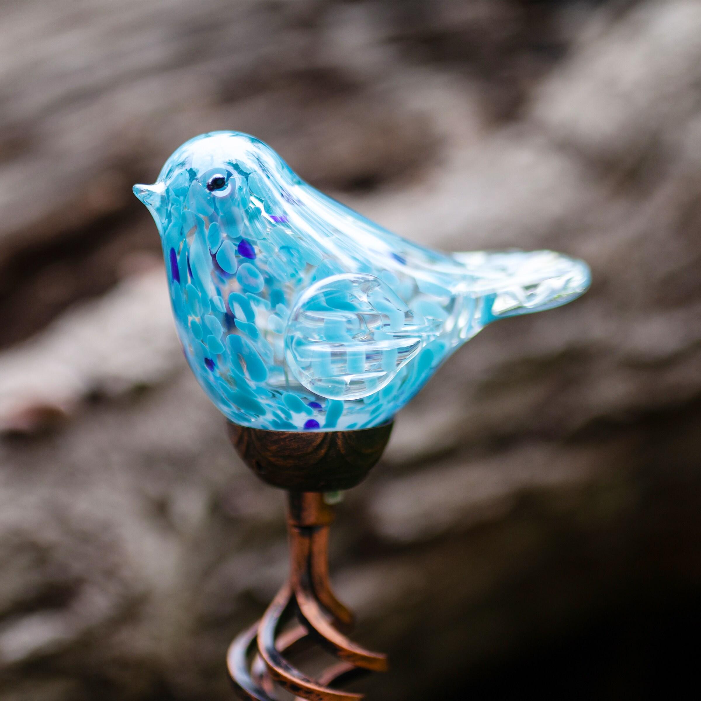 Exhart Exhart Solar Pearlized Hand Blown Glass Bird Garden Stake, 6 by 31 Inches