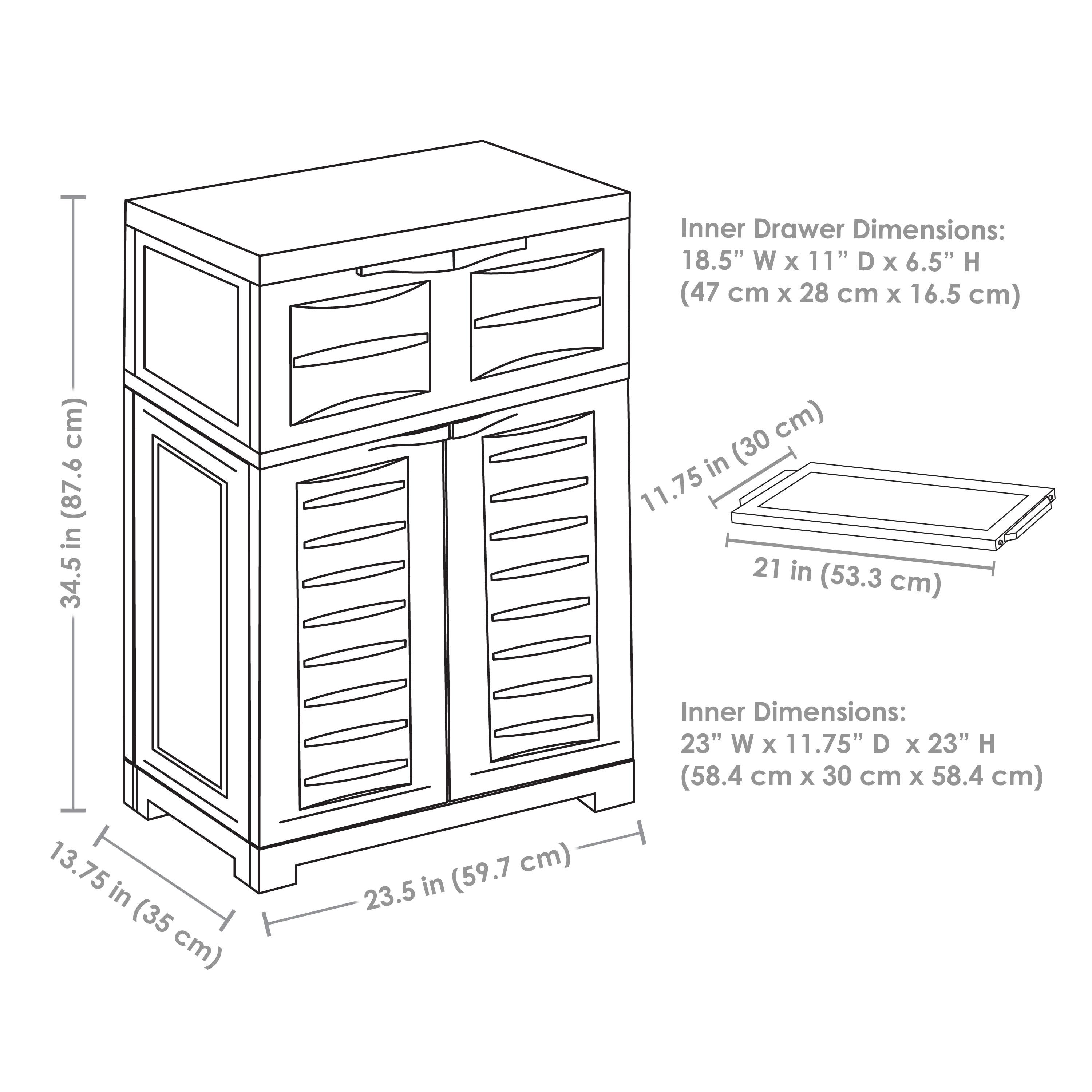 Sunnydaze Versatile Plastic Storage Cabinet with Adjustable Shelf - Gray with Charcoal Trim - 34.5"