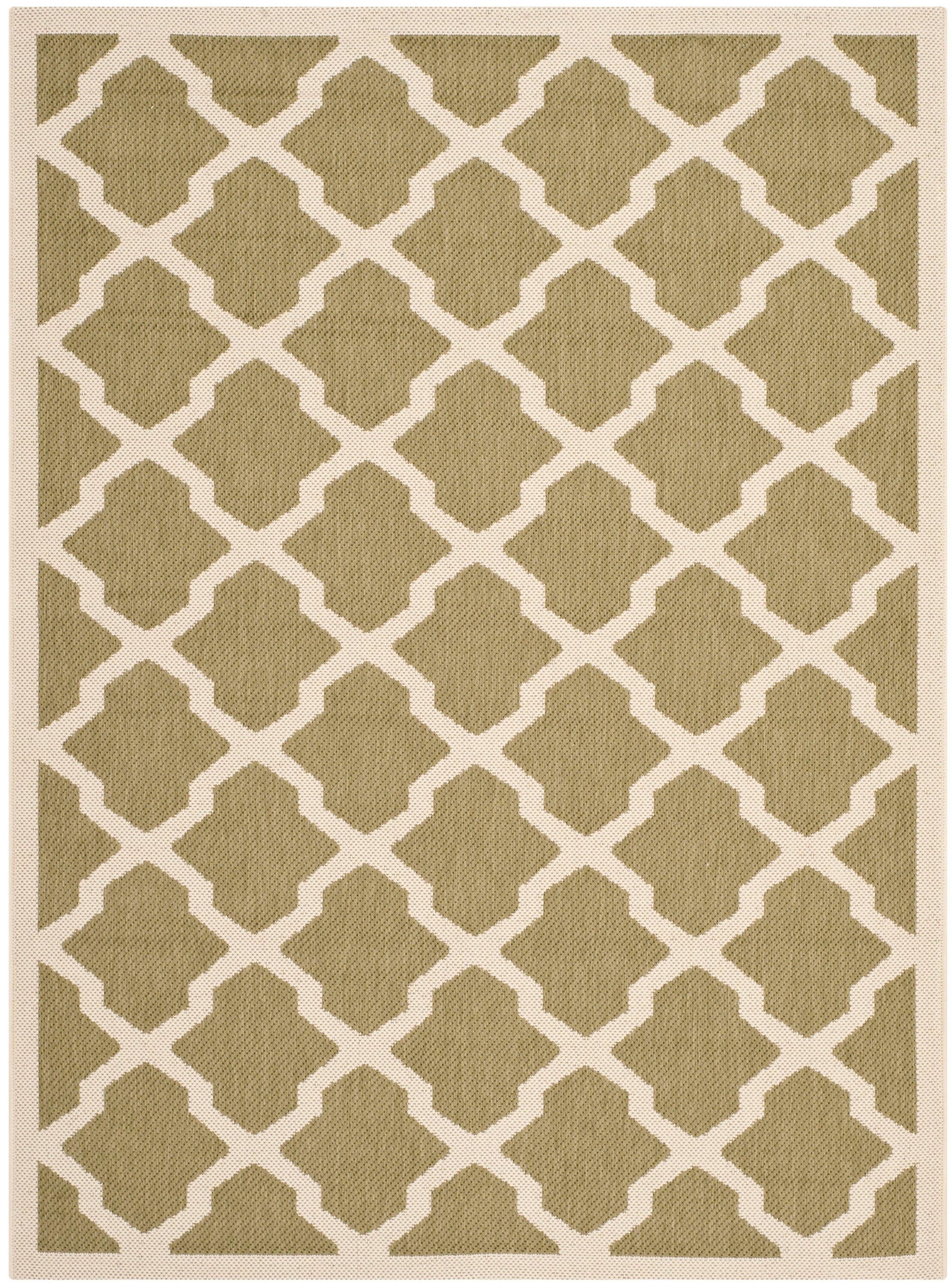Courtyard CY6903 Power Loomed Indoor and Outdoor Area Rug - Green/Beige - 4'x5'7" - Safavieh