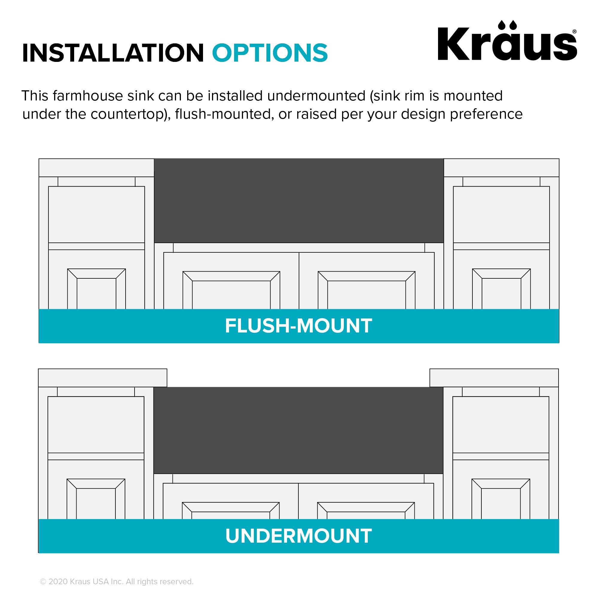 KRAUS Turino™ 33" L Farmhouse Reversible Apron Front Fireclay Single Bowl Kitchen Sink