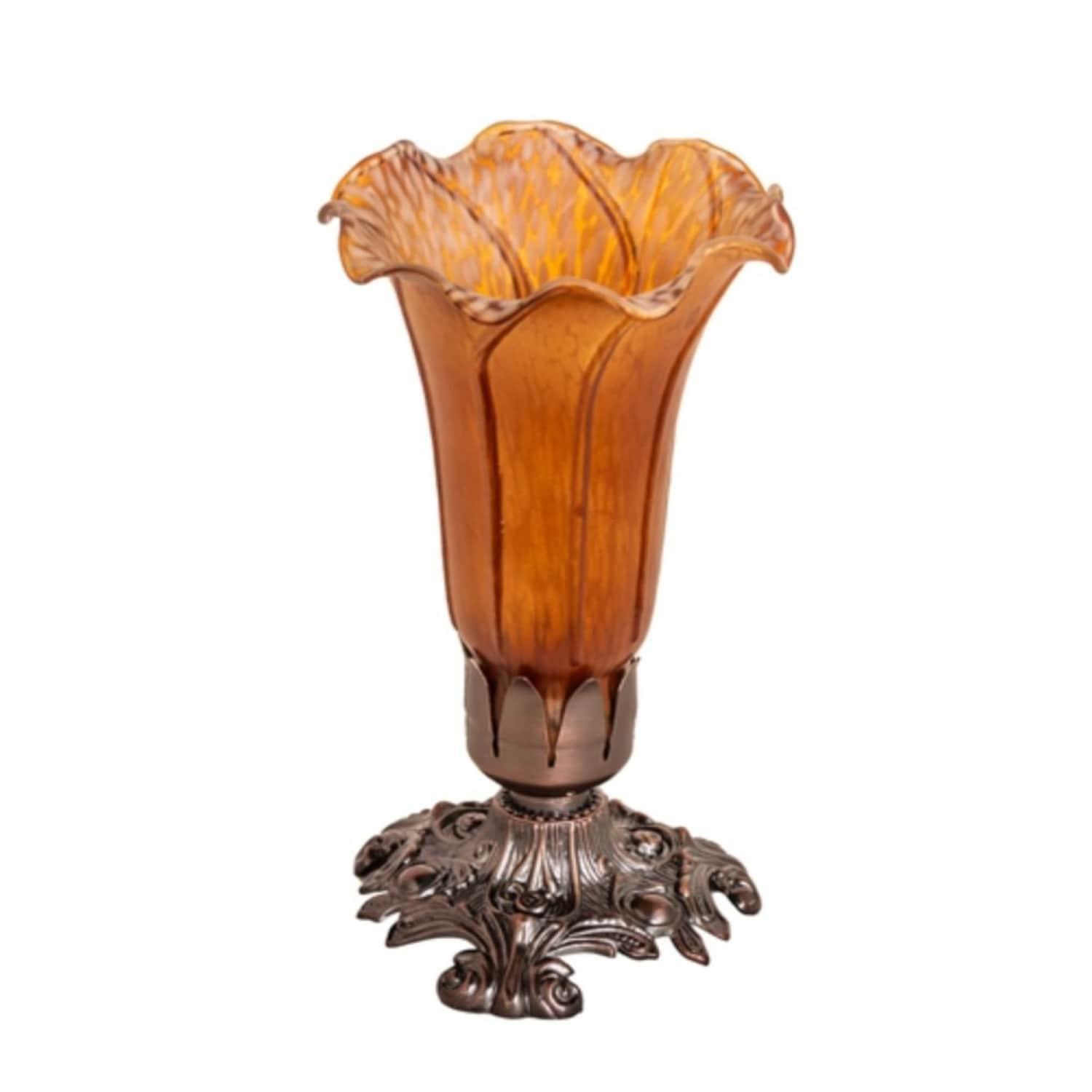 Meyda Home Indoor Decorative Lighting Accessories 8"H Amber Pond Lily Accent Lamp