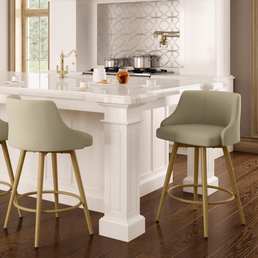 Amisco Duncan 30 In. Swivel Bar Stool - Pale Grey Beige Polyester / Grey Metal