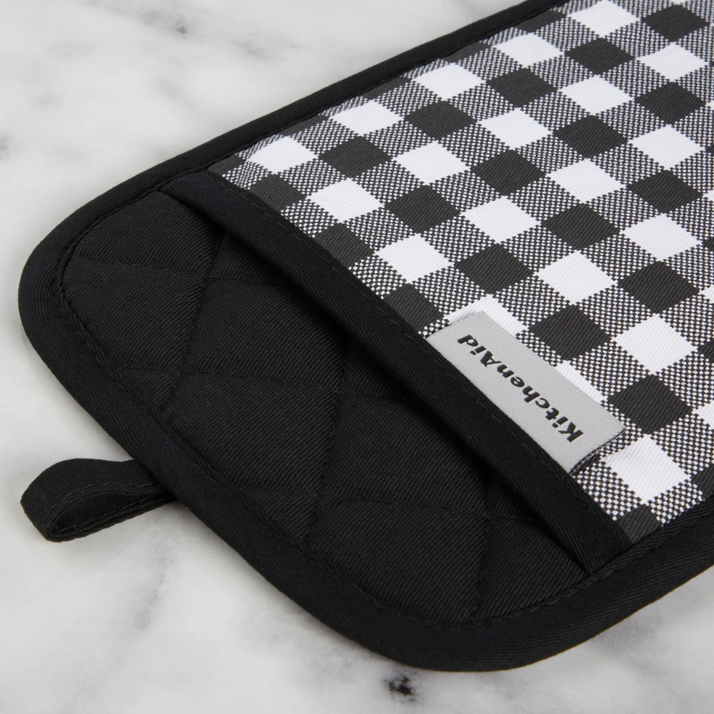 KitchenAid Gingham Pot Holder 2-Pack Set, Onyx Black, 7"x10"