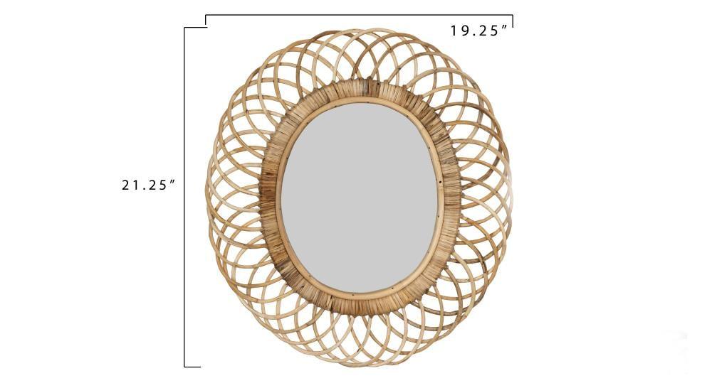 Oval Woven Bamboo Wall Mirror Brown - Storied Home