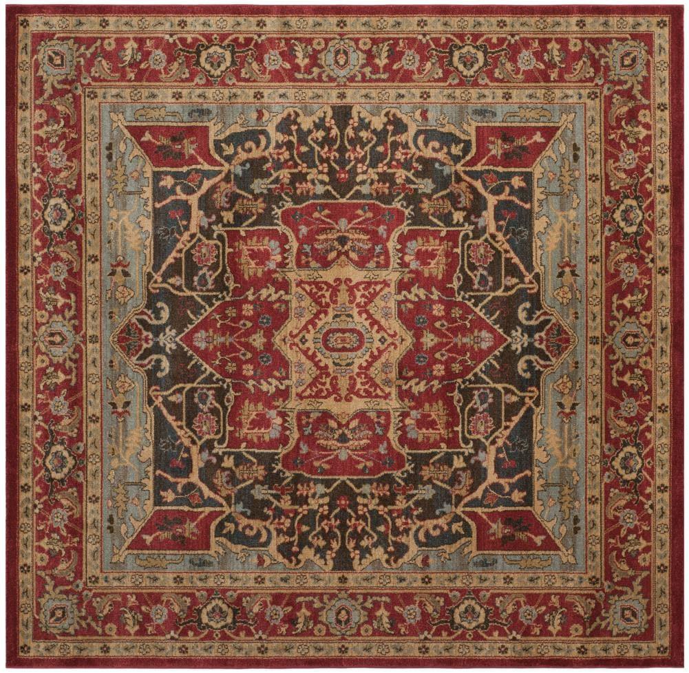 Mahal MAH625 Power Loomed Area Rug - Red/Red - 6'7"x6'7" - Safavieh.