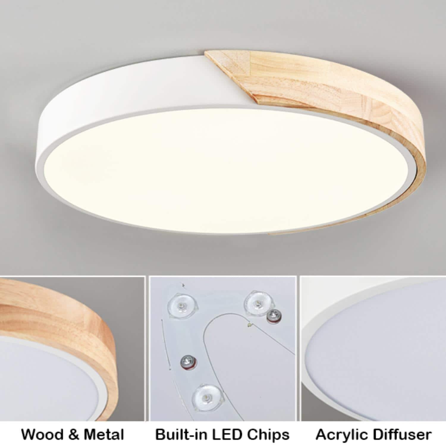 Modern White Flush Mount LED Ceiling Light Fixture