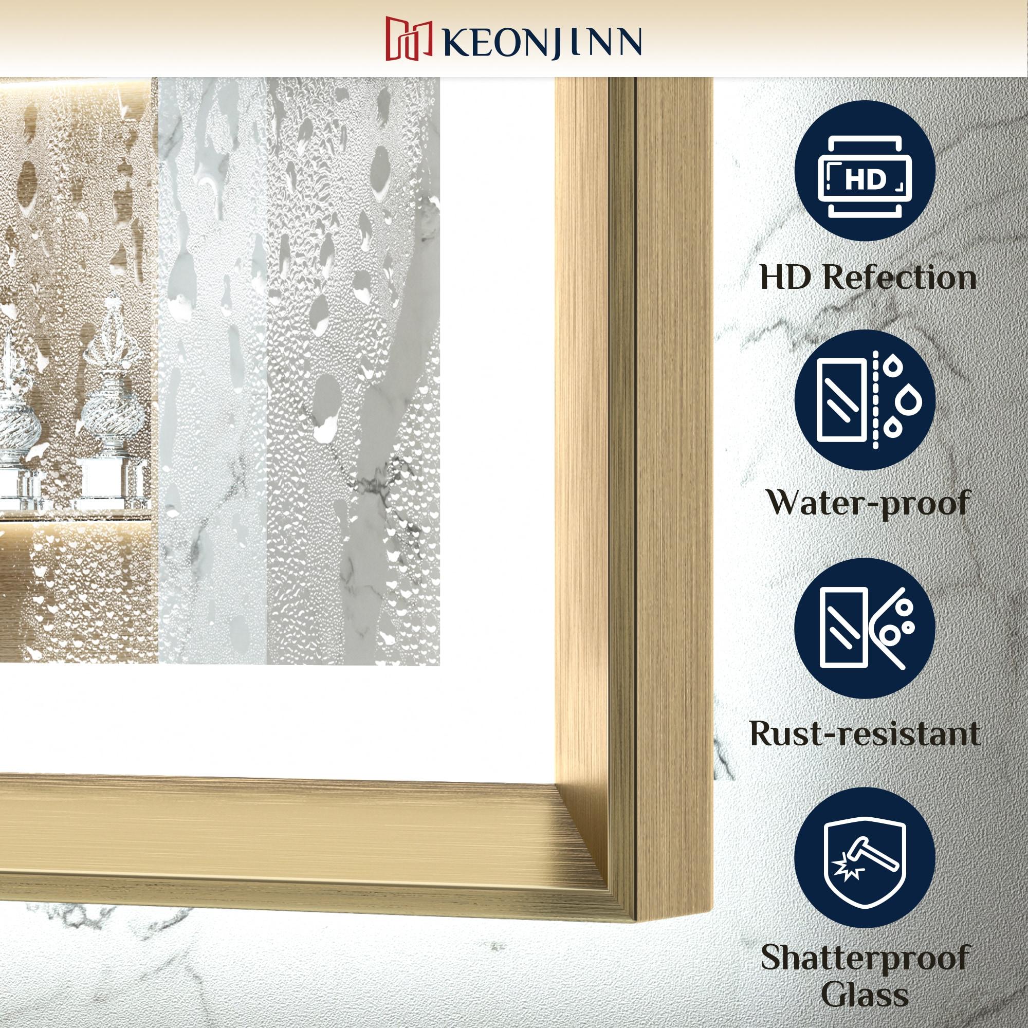 Keonjinn LED Bathroom Vanity Mirror, Front Light & Backlit, 3 Color Temperatures, Anti Fog, Double Lights Strips, 24"x32"