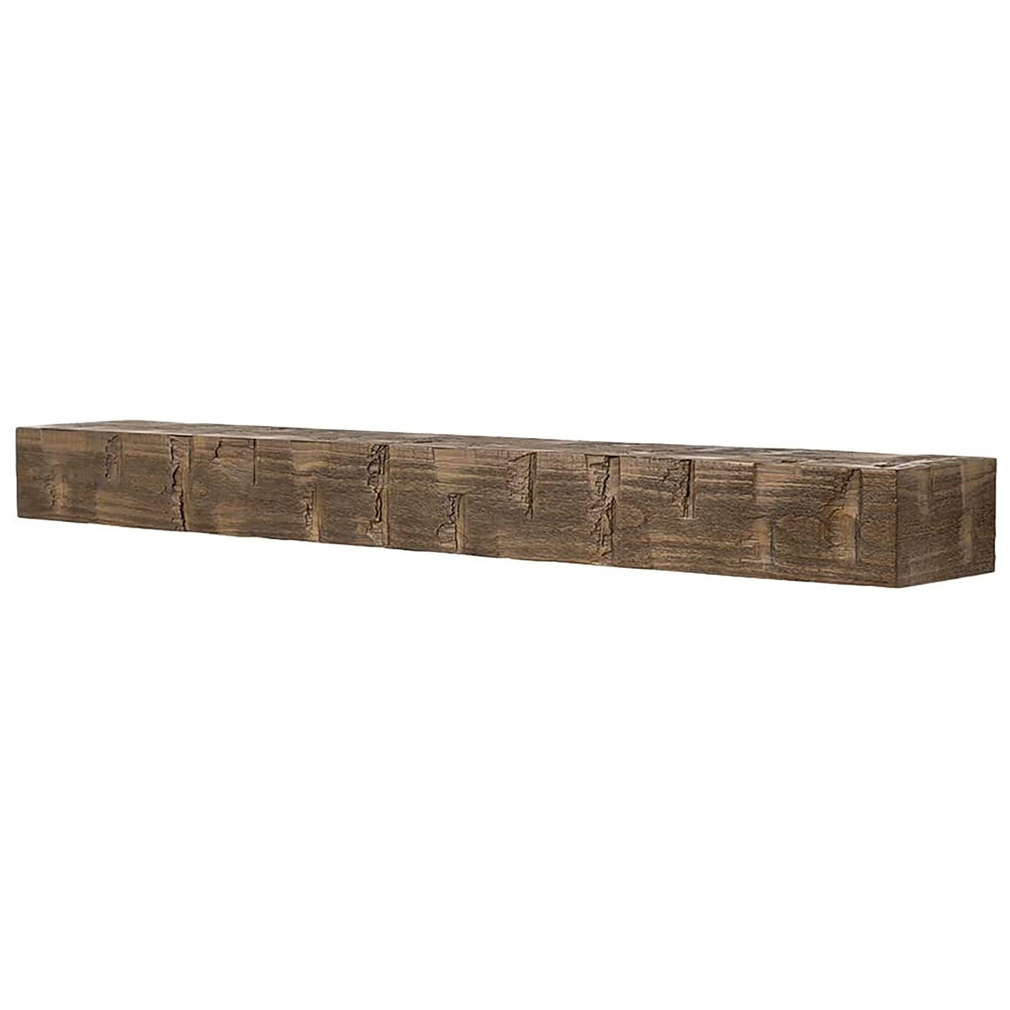 Mantel Directs Country Living Wood Fireplace Mantel Shelf - Bodie Rustic Hand Distressed Pine With Worn, Reclaimed Log Look; For Fireplaces, Hearths & Décor