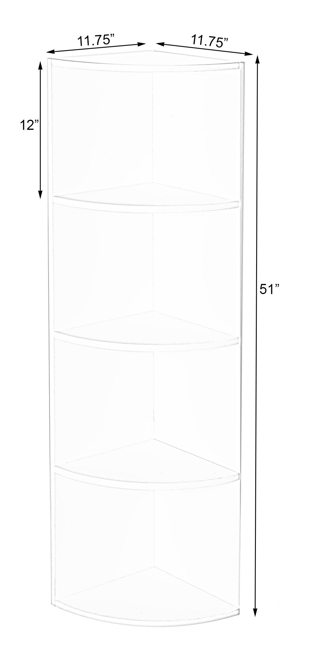 Basicwise Durable 4-Tier Wooden Corner Bookshelf, Perfect for Tiny Home, Office Space, Shelves for Bedroom, Classroom, & Library Shelving Needs, White