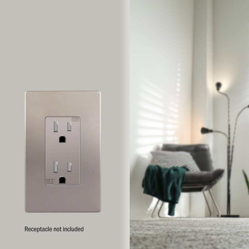 ENERLITES Elite Series Screwless Decorator Wall Plate Child Safe Outlet Cover, Size 1-Gang, Unbreakable Polycarbonate Thermoplastic, SI8831-NK, Nickel