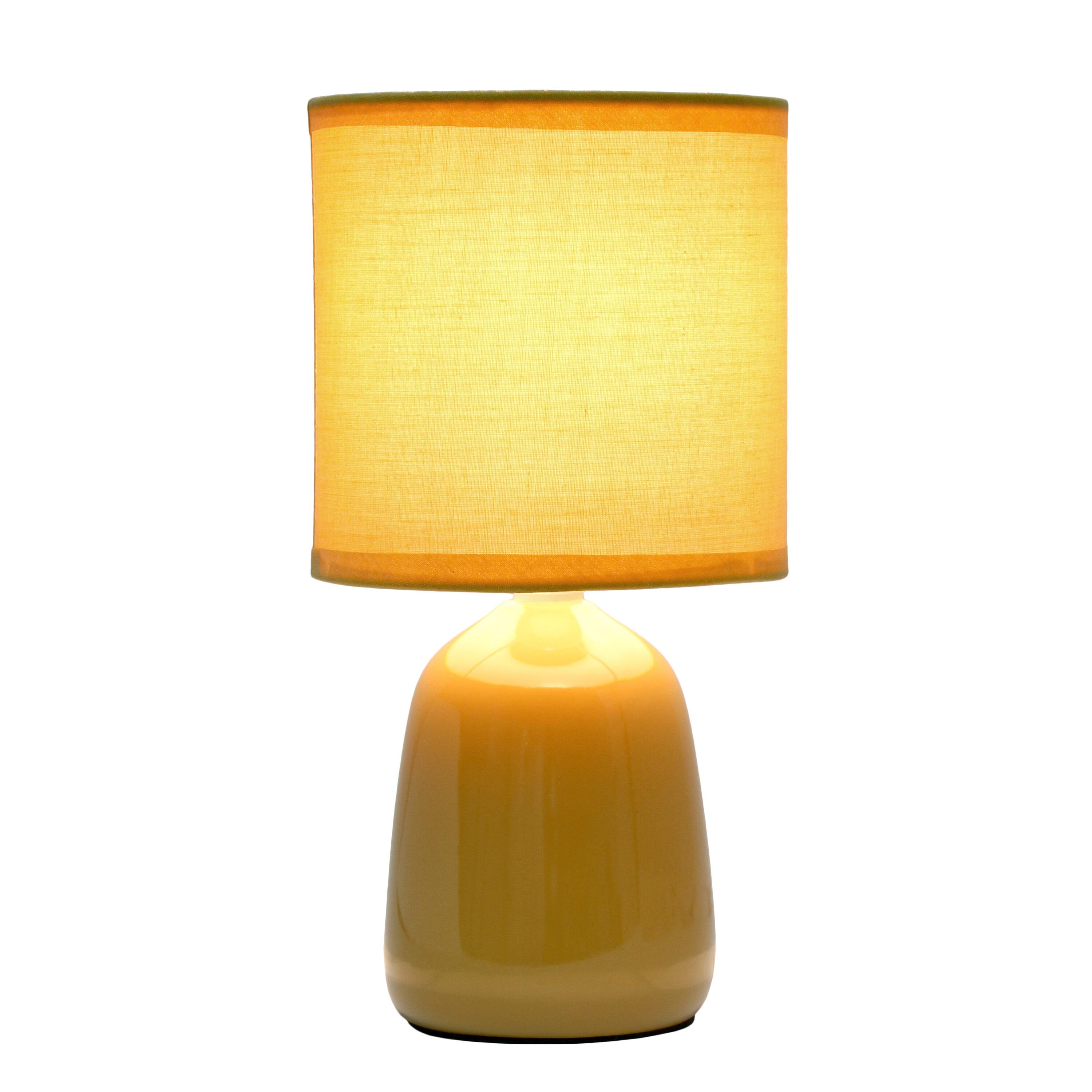 10.04" Traditional Ceramic Thimble Base Bedside Lamp with Fabric Shade - Simple Designs: For Kids Bedroom & Office Desk