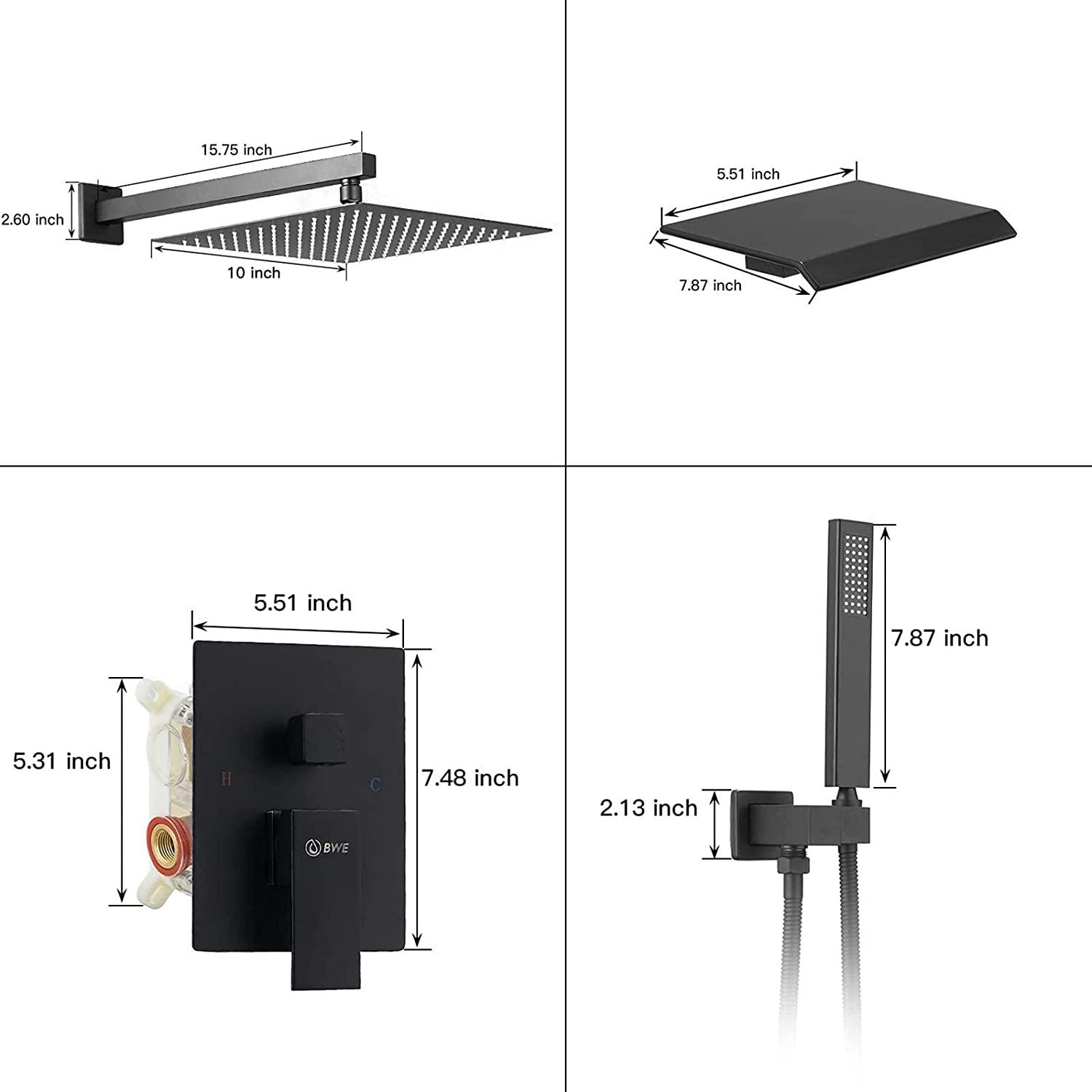 3-Spray Patterns With 2.5 GPM 10 in. Showerhead Wall Mounted Dual Shower Heads With Valve