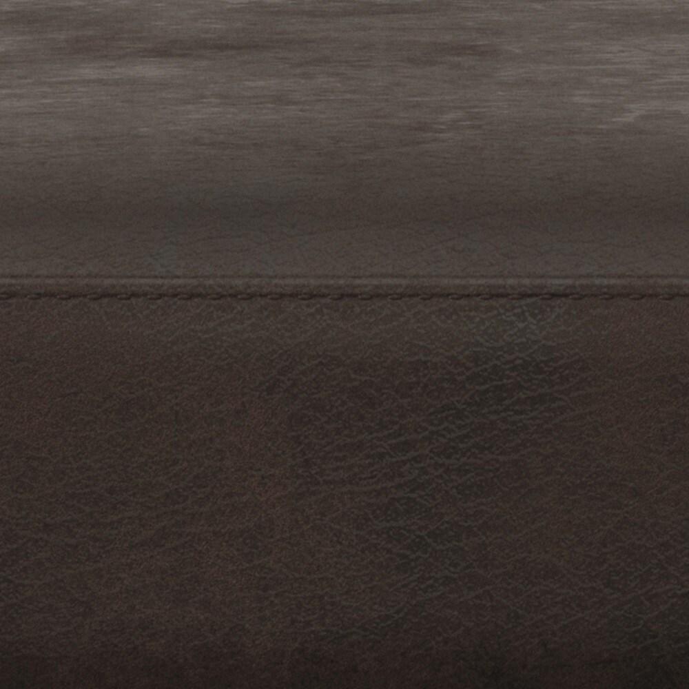 Simpli Home Milltown 26 inch Wide Contemporary Rectangle Footstool Ottoman Bench in Distressed Brown Faux Leather