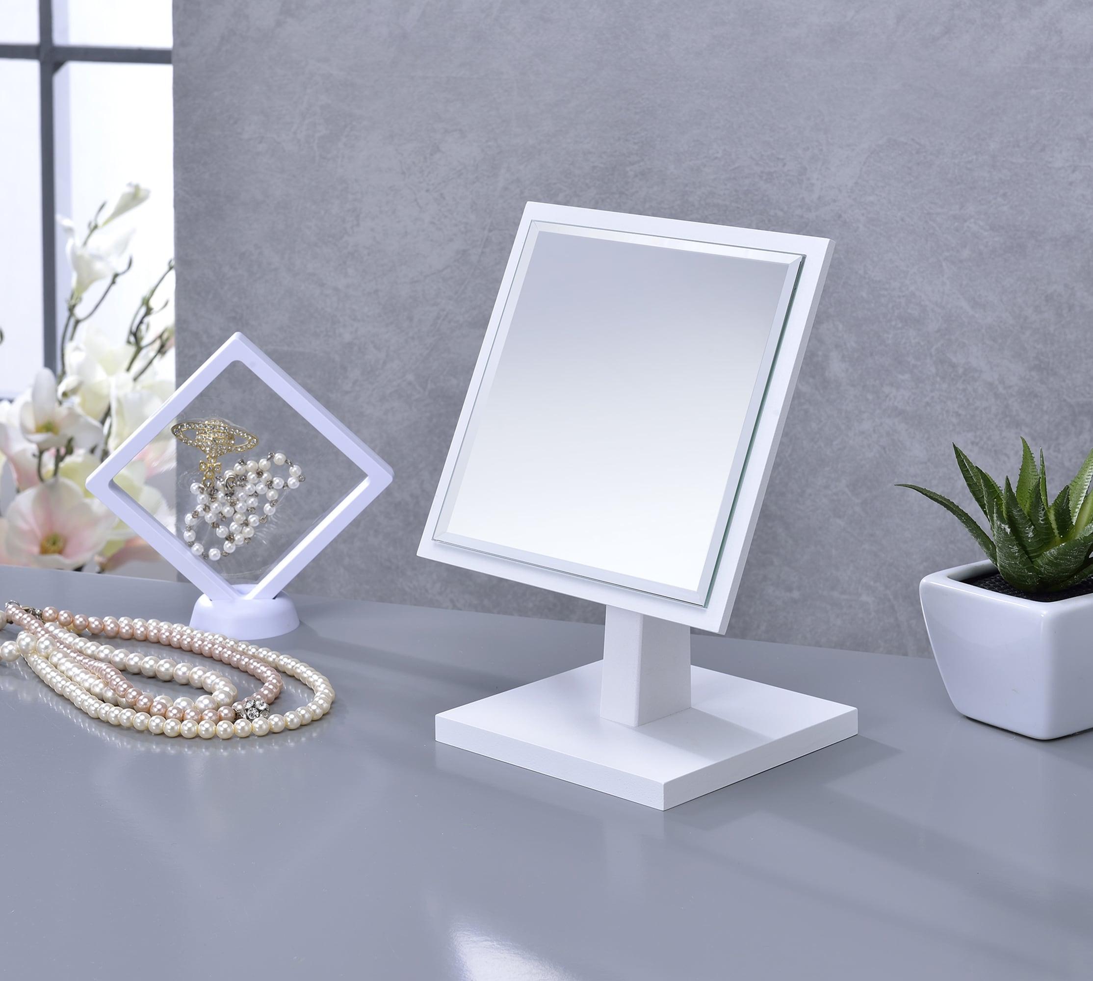 ORE international, Inc. 9.25 In Square White Bevelled Mirror On A Pedestal