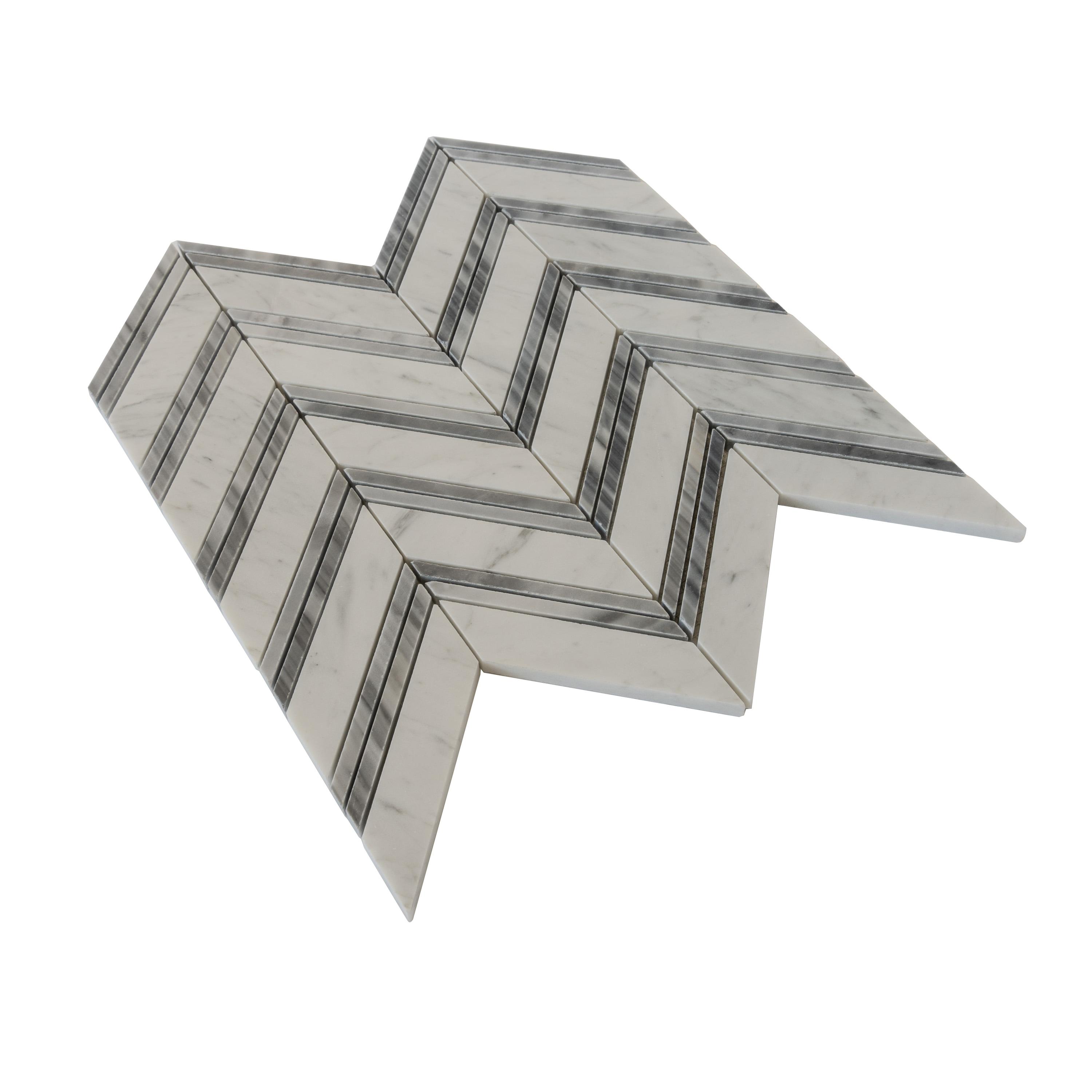 11" X 11.8" Herringbone Marble Polished Tile