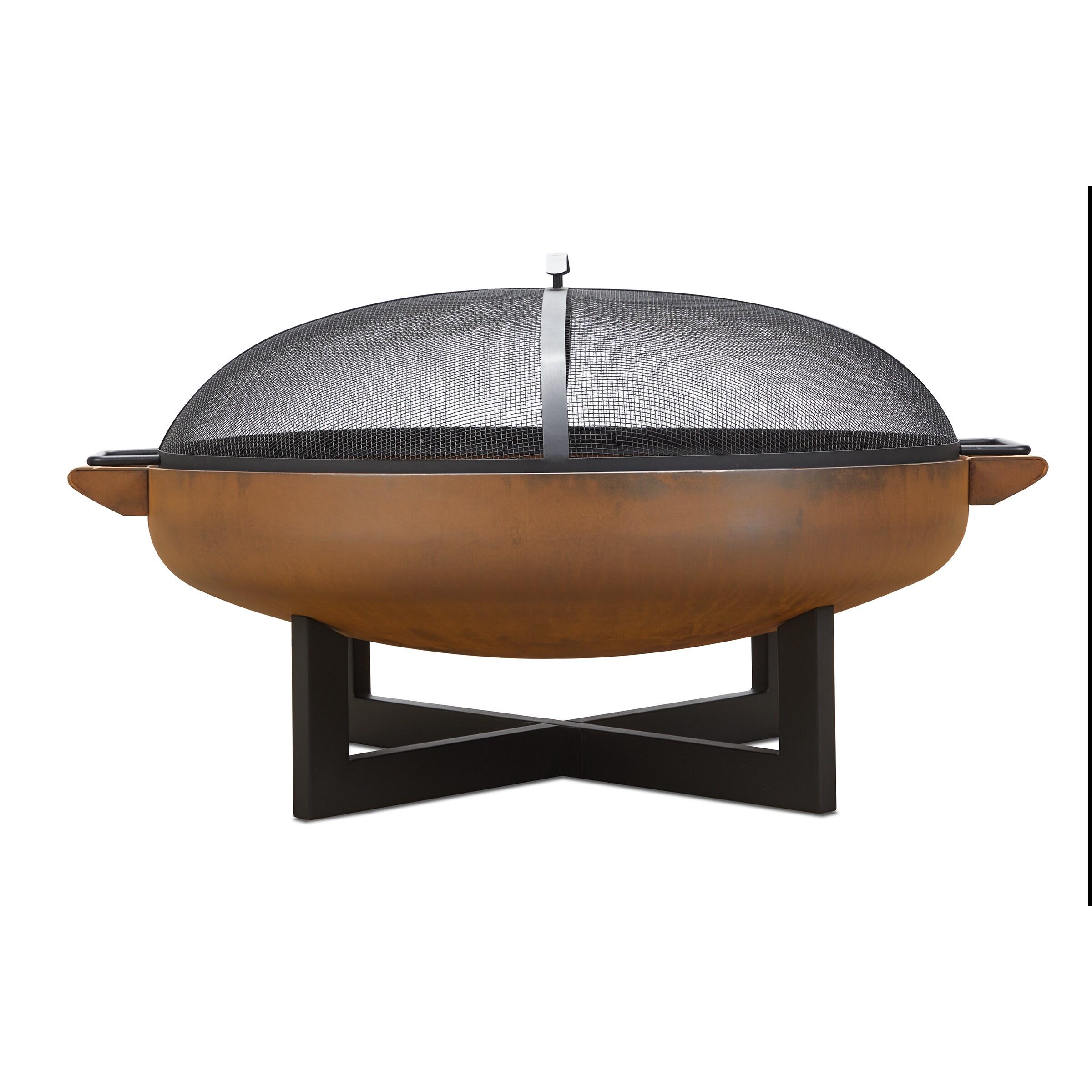 La Porte 21" H x 36.8" W Steel Wood Burning Outdoor Fire Pit with Lid