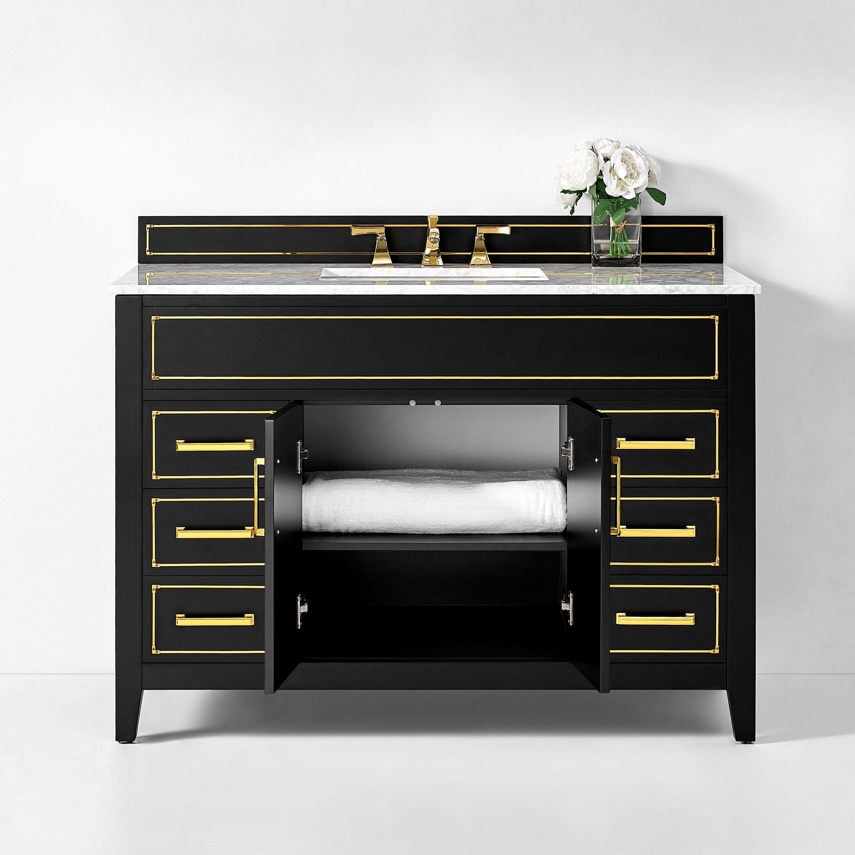 Aspen 48'' Single Bathroom Vanity with Carrara Marble Top