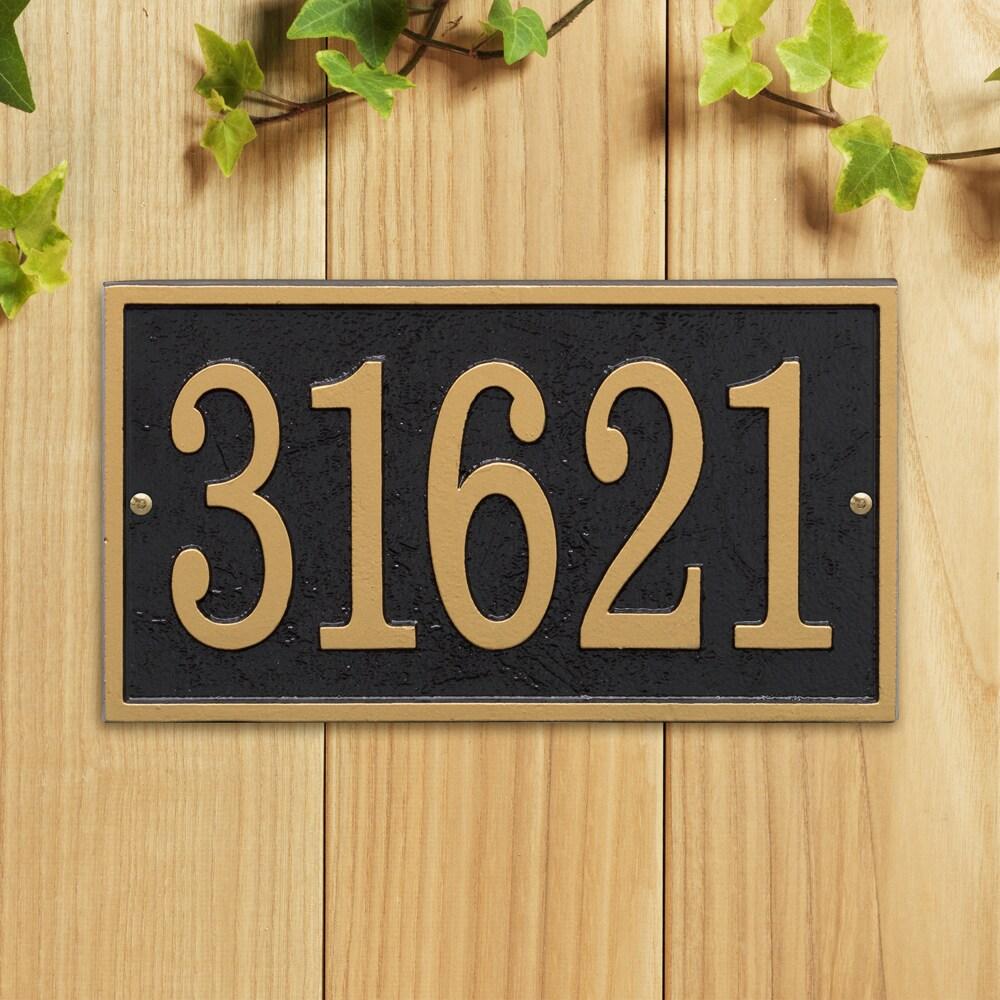 Fast Easy Black and Gold Metal House Numbers Plaque