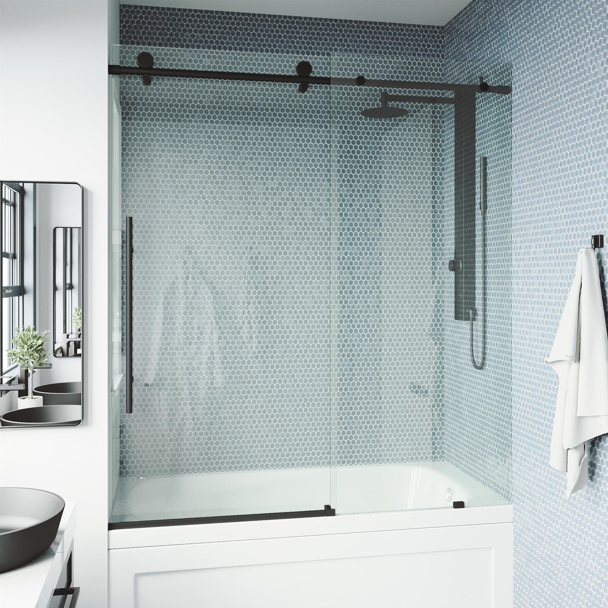 Elan E-Class 56-60" W x 66" H Sliding Frameless Tub Door with 3/8" Clear Glass