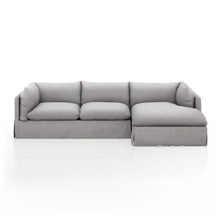 Nimbus Beige Linen 115'' Slipcover Chaise Sectional with Shelter Arms