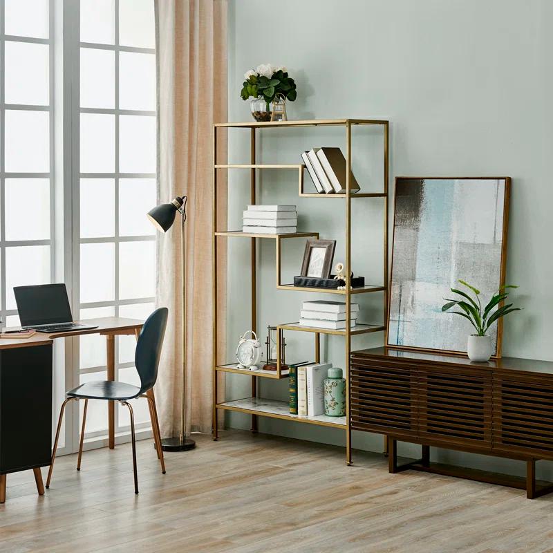 Mercer41 Carbone Marble-Look 5-Tier Display Bookcase Shelf