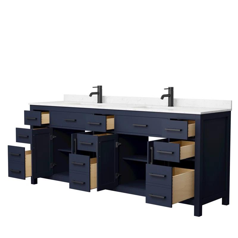 Beckett 84" Freestanding Double Bathroom Vanity with Cultured Marble Top