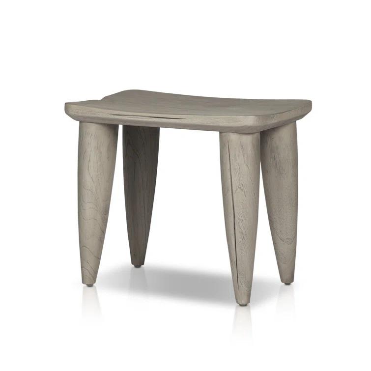 Weathered Gray Teak Outdoor Accent Stool