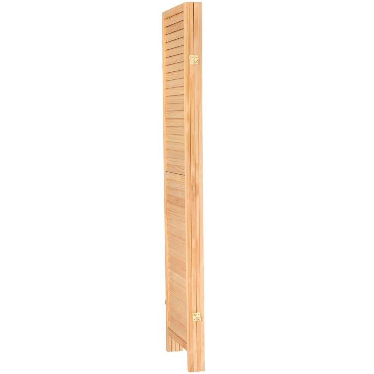 Oriental Furniture 6 ft. Tall Wooden Louvered Room Divider Natural - 4 Panel