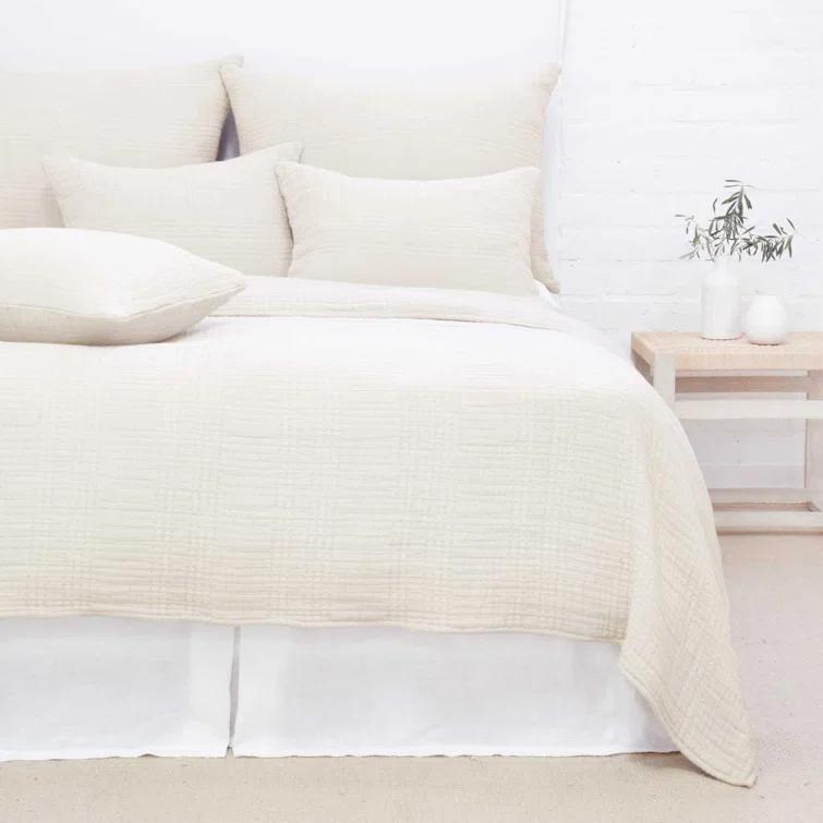 Arrowhead Textured Cotton Blanket by Pom Pom at Home - Cream / King