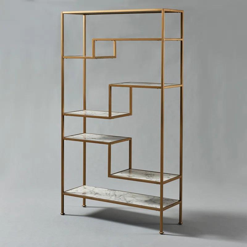Mercer41 Carbone Marble-Look 5-Tier Display Bookcase Shelf