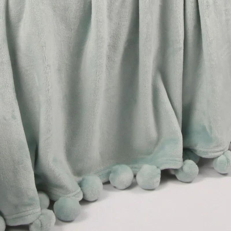 Flannel Fleece Pom Pom Blanket