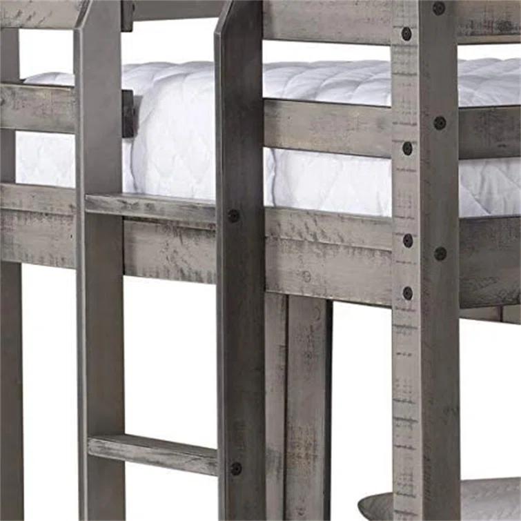 DONCO Twin over Full Campsite Loft BUNKBED Rustic Dirty Grey