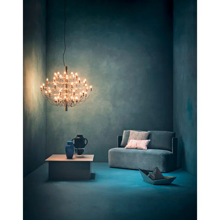 Gino Sarfatti Inspired Brass 50-Light Mid-Century Modern Chandelier