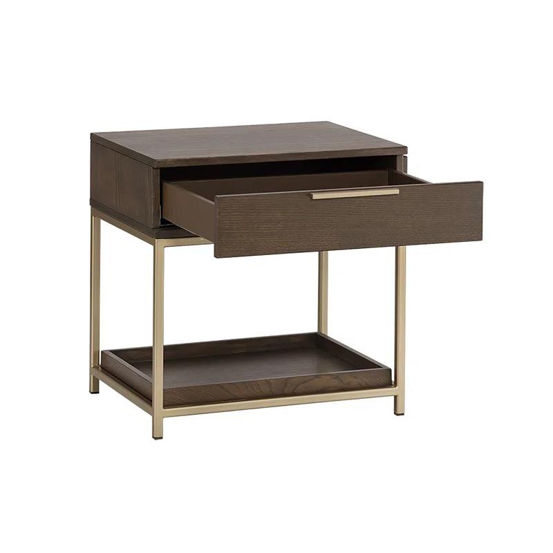 Transitional Rebel 23.5" Cream Oak Wood 1-Drawer Nightstand