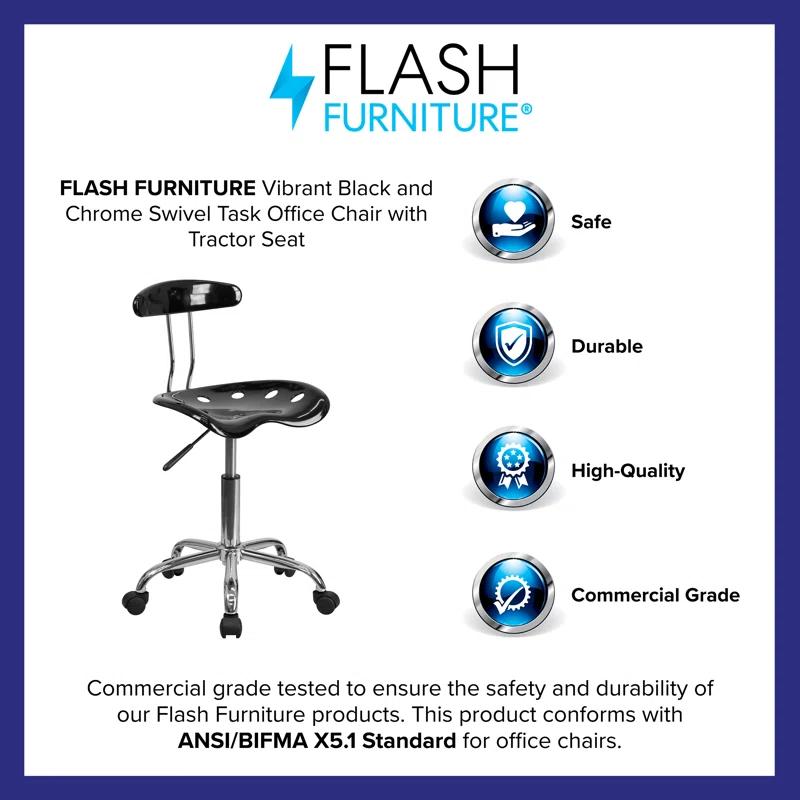 Flash Furniture Bonavant Adjustable Swivel Chair for Desk and Office with Tractor Seat